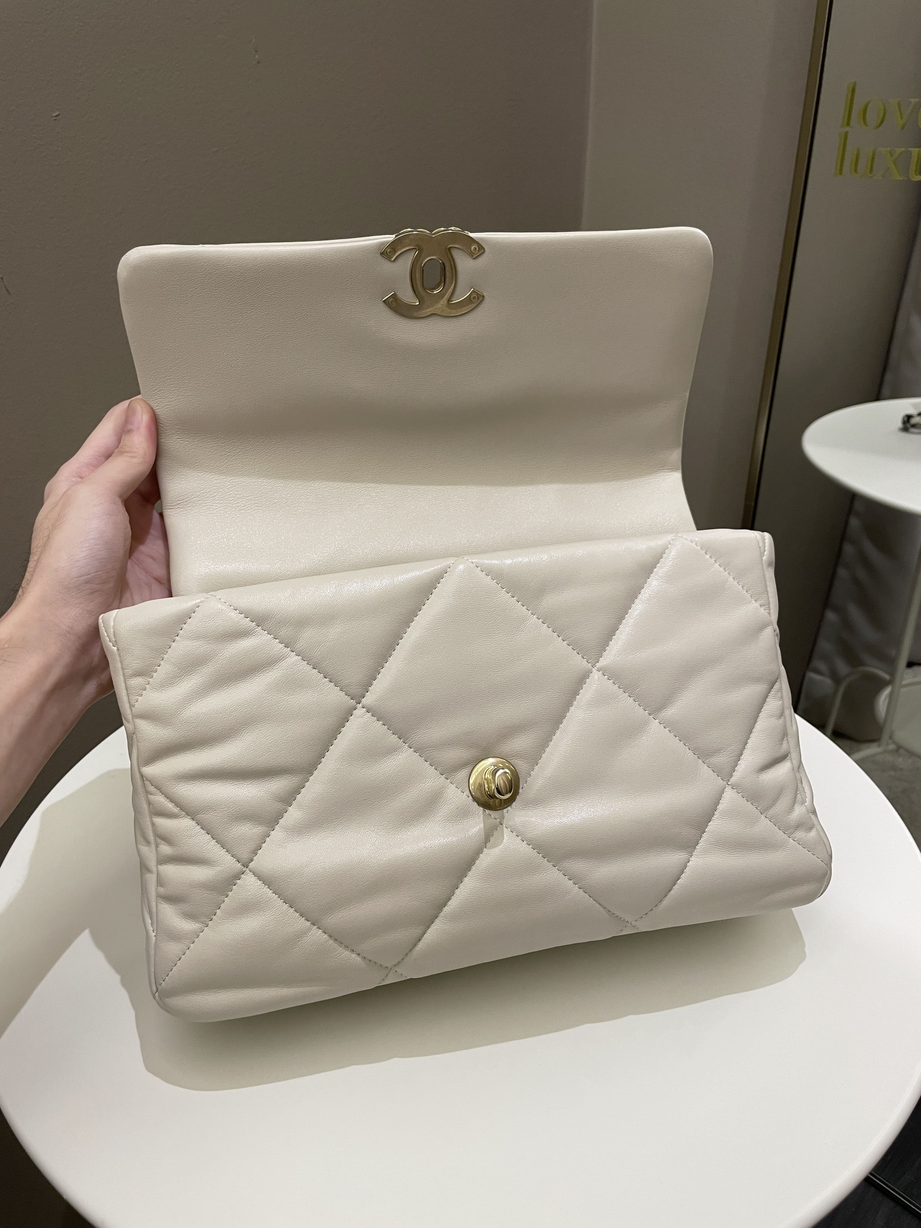 Chanel 19 Flap Bag Beige Lambskin