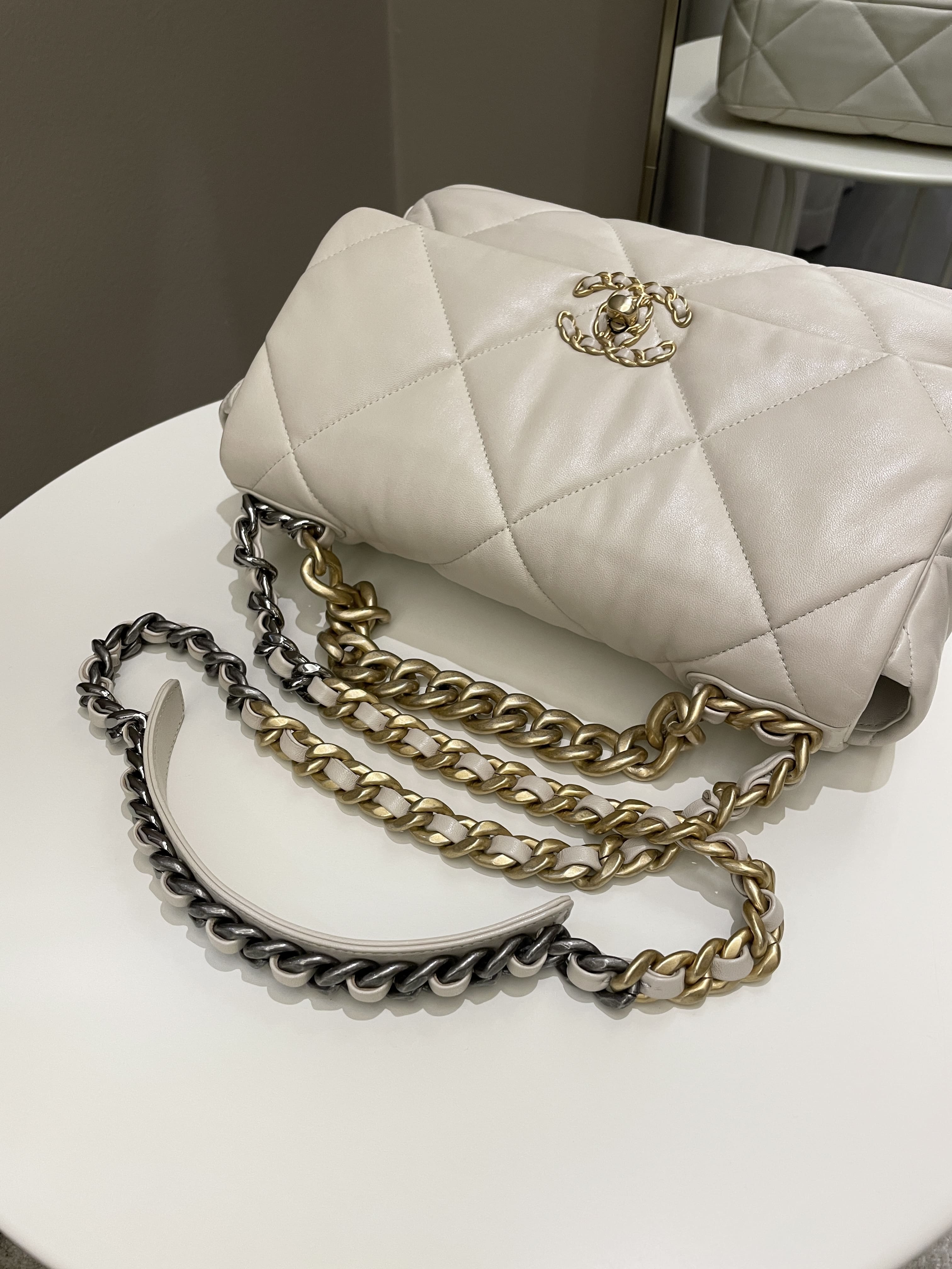 Chanel 19 Flap Bag Beige Lambskin
