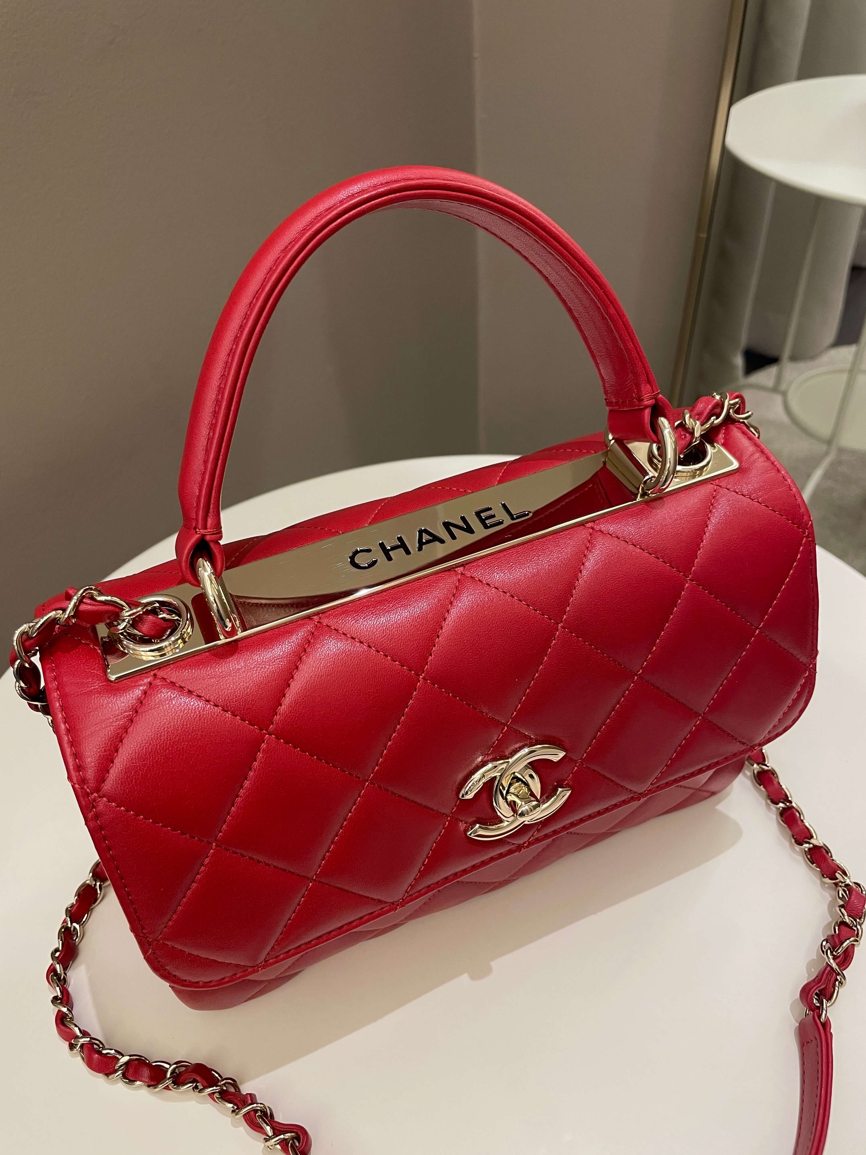 Chanel Trendy Cc Flap Bag Red Stiff Lambskin