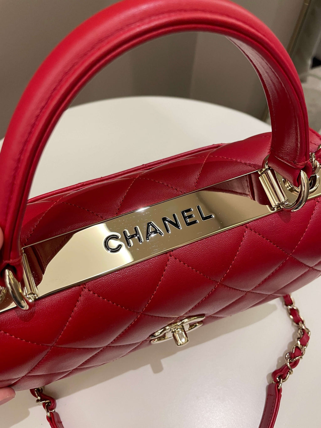 Chanel Trendy Cc Flap Bag Red Stiff Lambskin