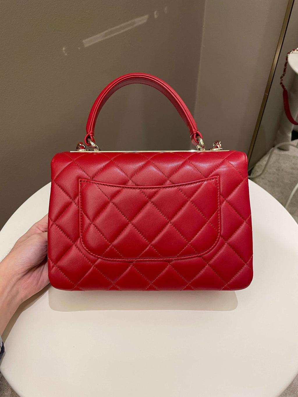 Chanel Trendy Cc Flap Bag Red Stiff Lambskin
