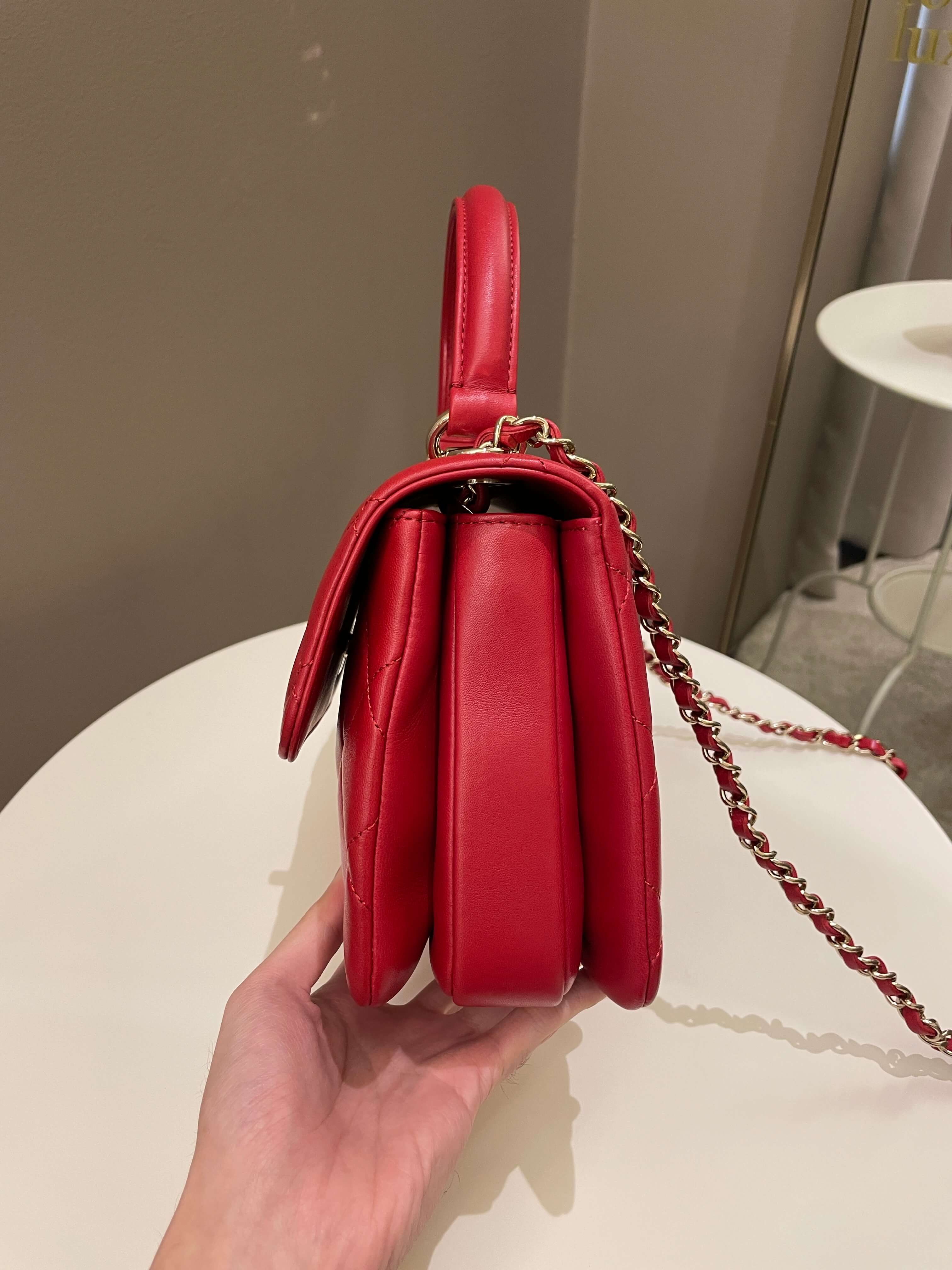 Chanel Trendy Cc Flap Bag Red Stiff Lambskin