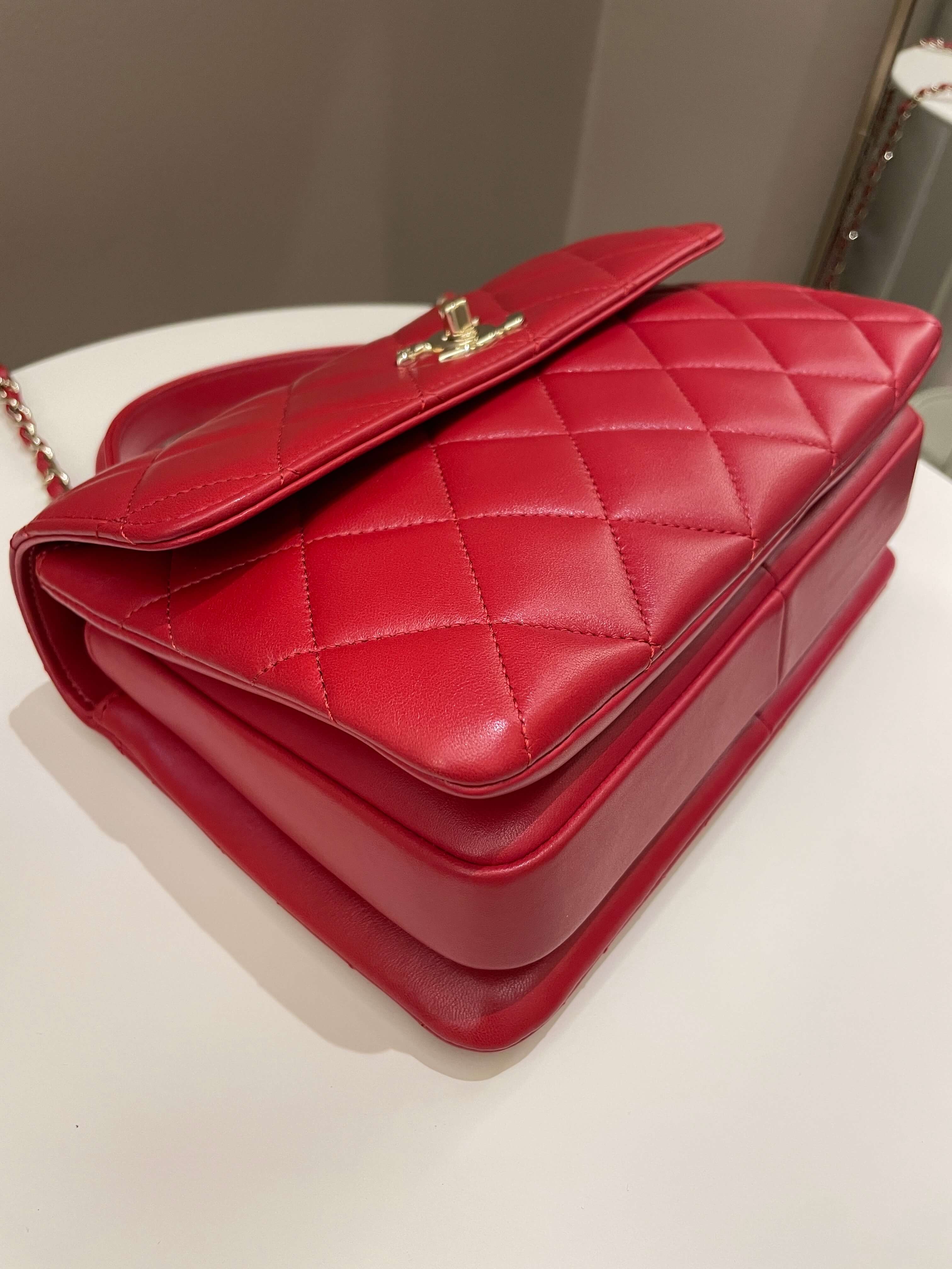 Chanel Trendy Cc Flap Bag Red Stiff Lambskin
