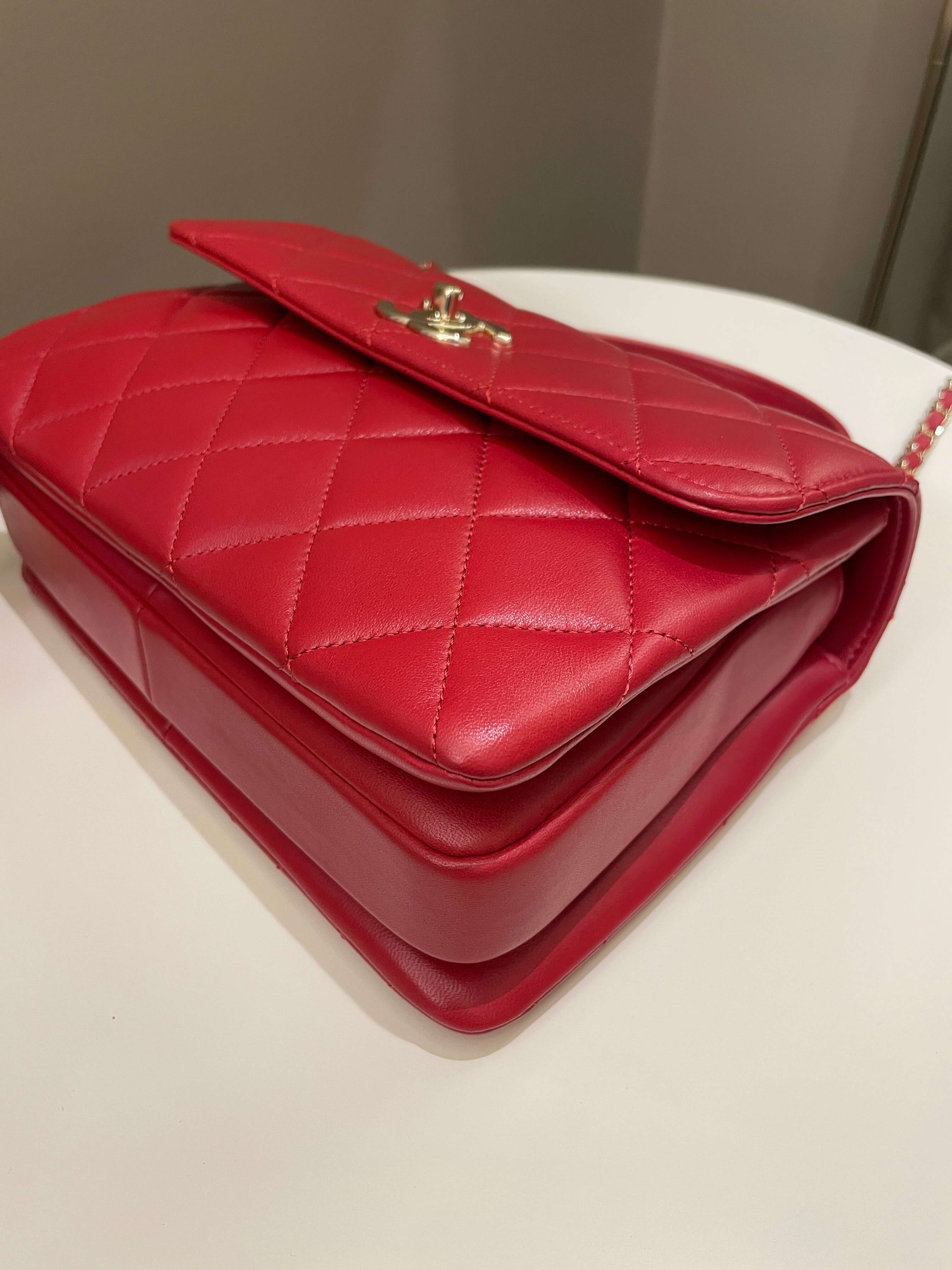 Chanel Trendy Cc Flap Bag Red Stiff Lambskin