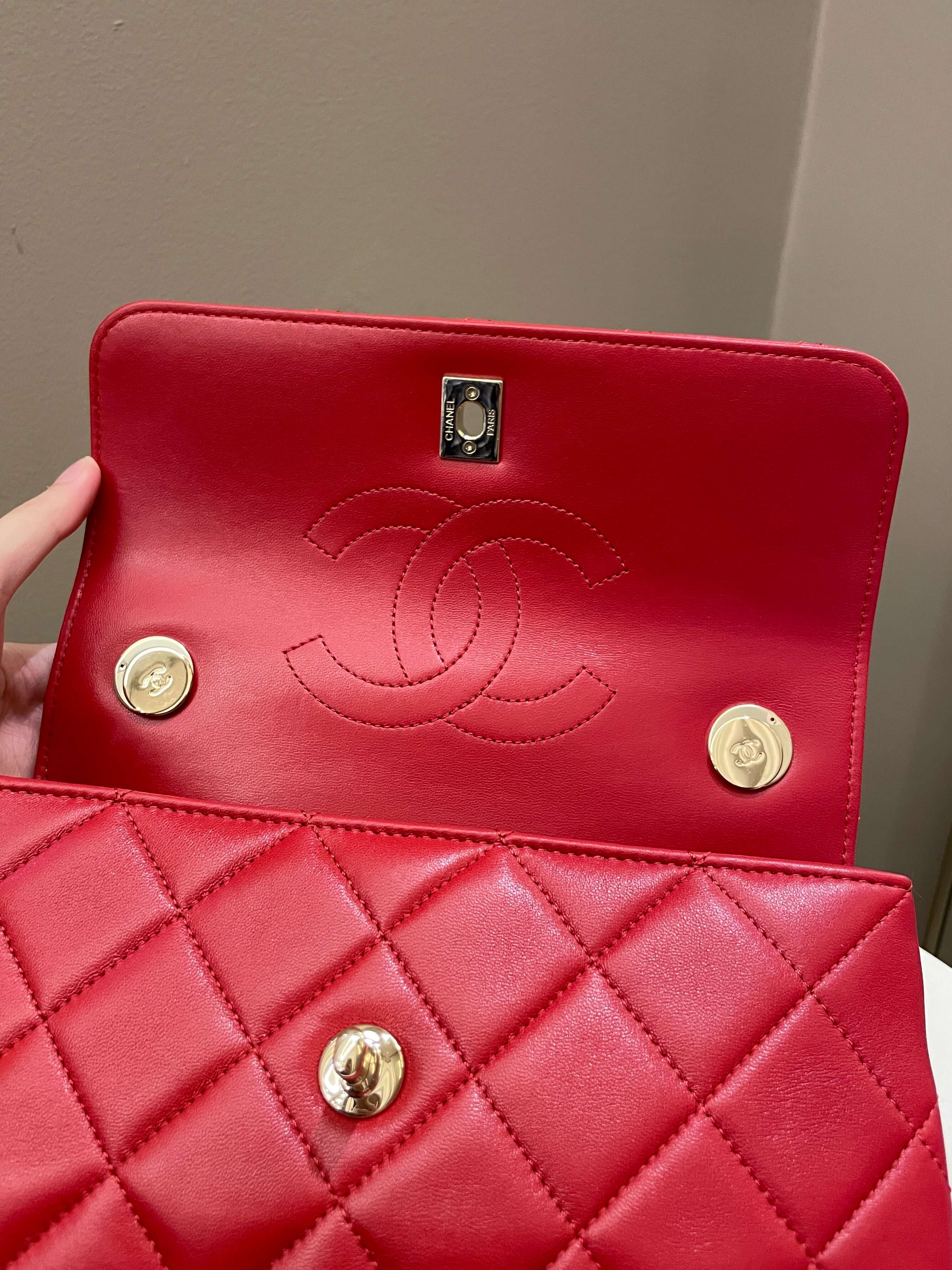 Chanel Trendy Cc Flap Bag Red Stiff Lambskin