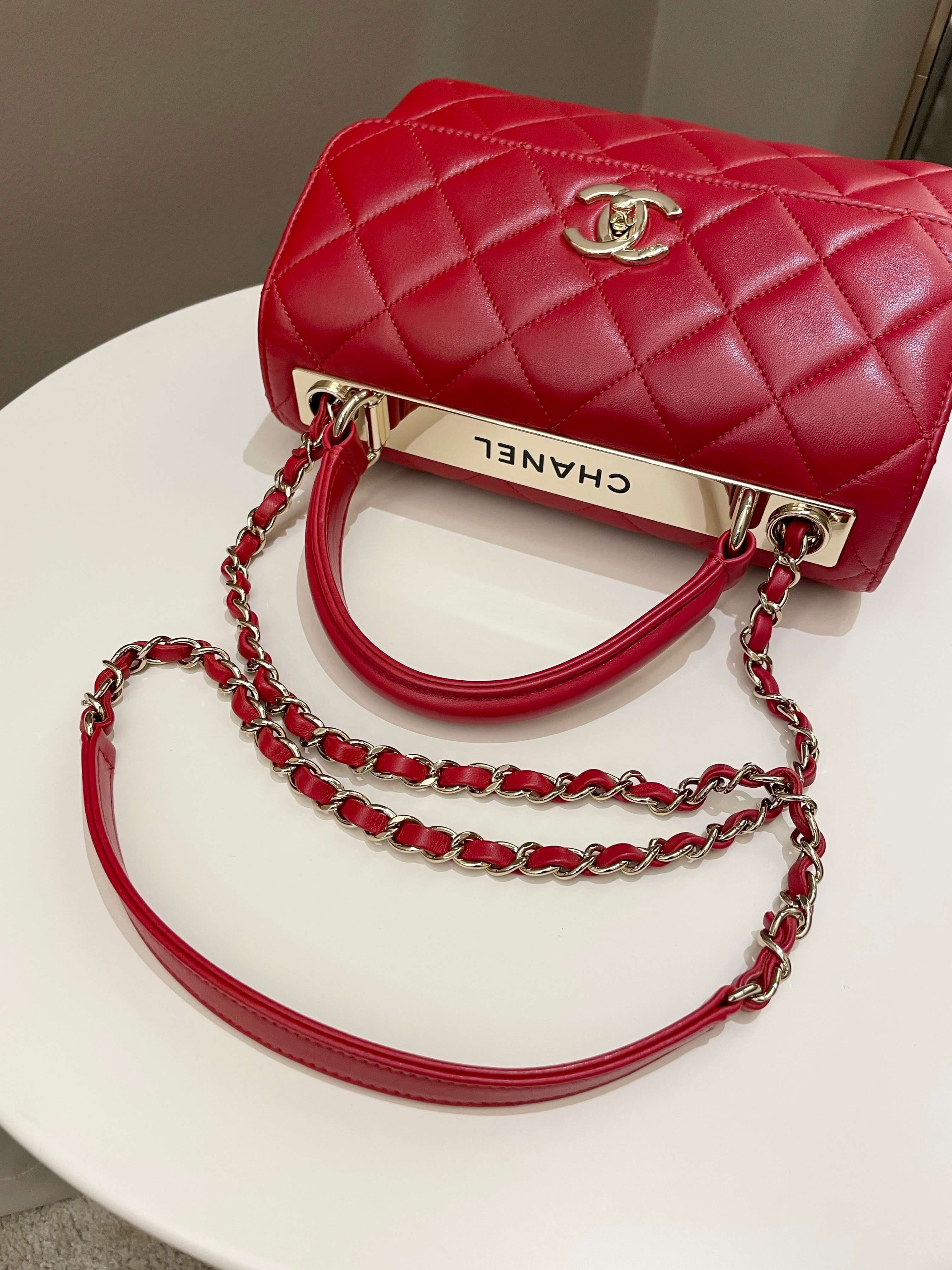 Chanel Trendy Cc Flap Bag Red Stiff Lambskin