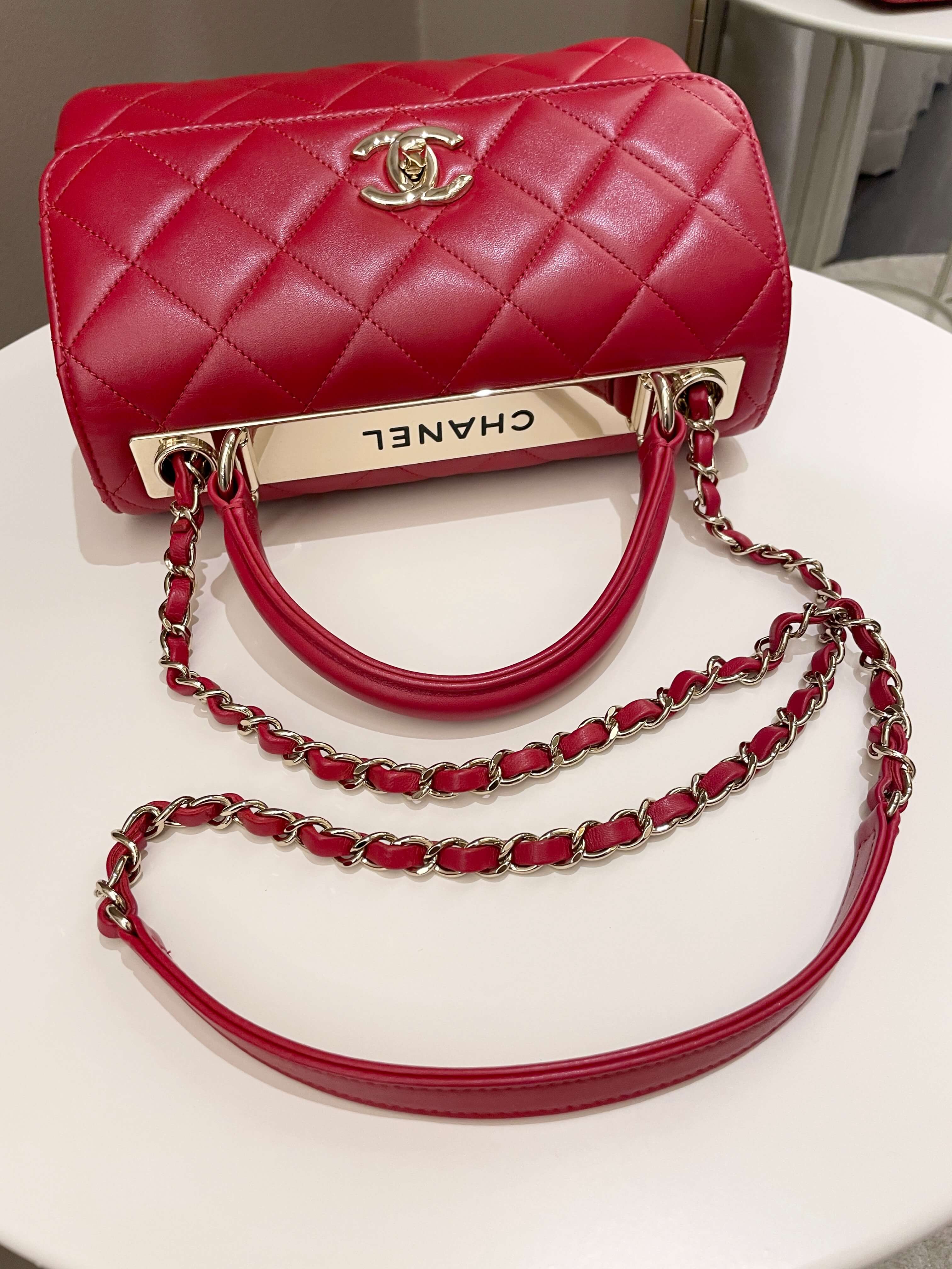 Chanel Trendy Cc Flap Bag Red Stiff Lambskin