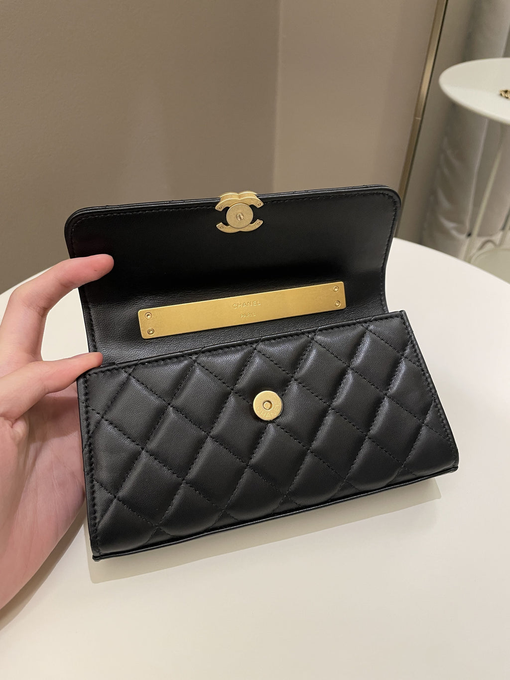 Chanel 22B Quilted Top Handle Flap Bag Black Lambskin