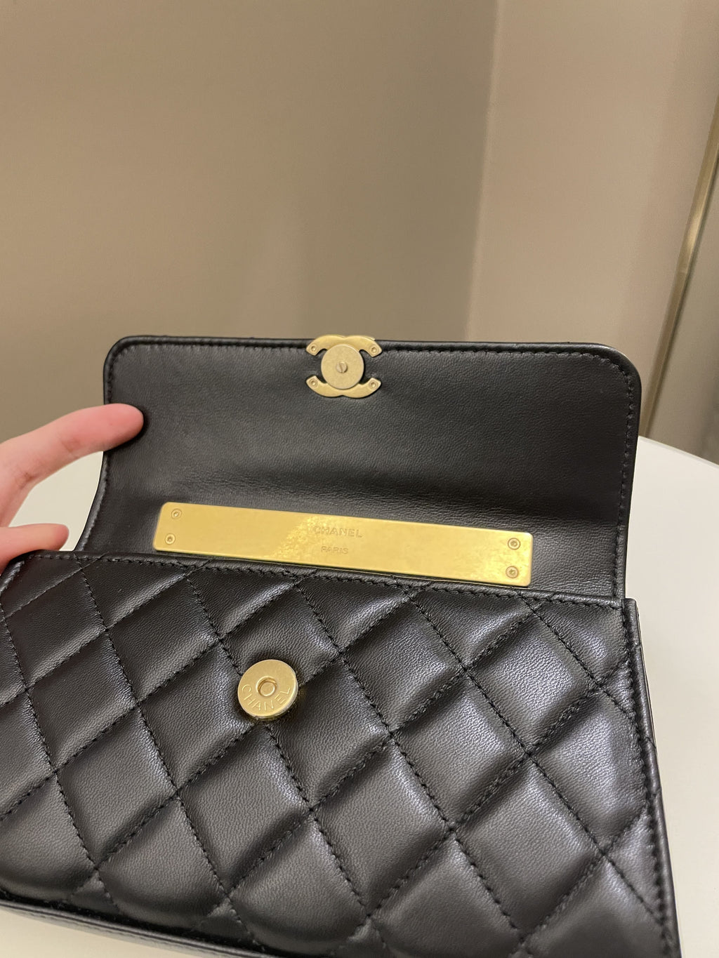 Chanel 22B Quilted Top Handle Flap Bag Black Lambskin