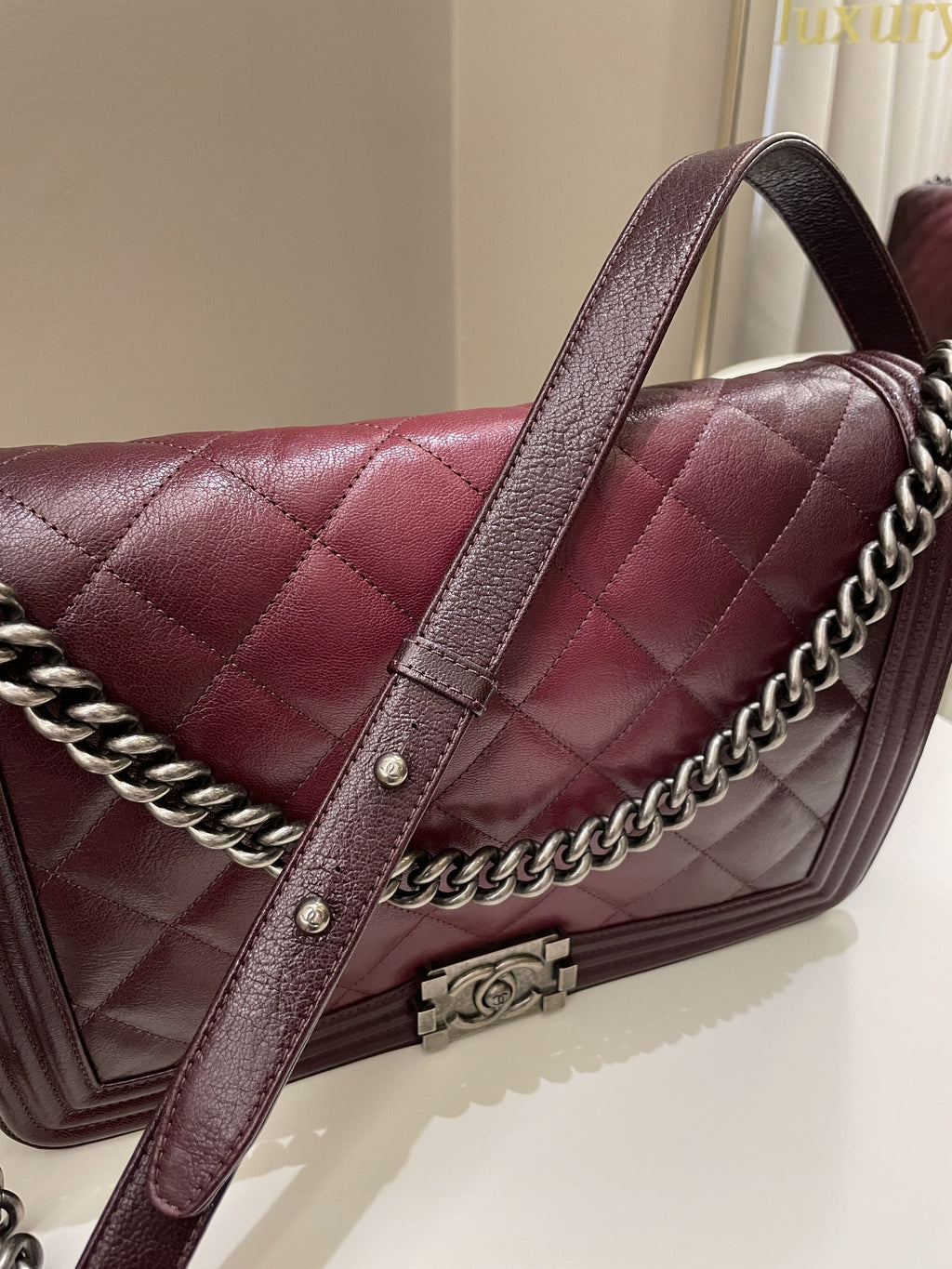 Chanel Quilted Boy Large Burgundy OmbrÃƒÆ’Ã‚Â© Calfskin