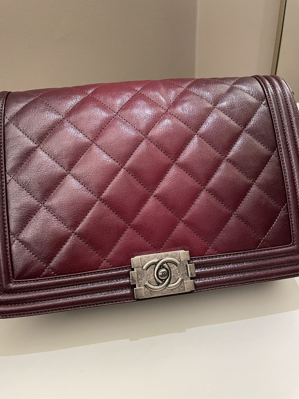 Chanel Quilted Boy Large Burgundy OmbrÃƒÆ’Ã‚Â© Calfskin