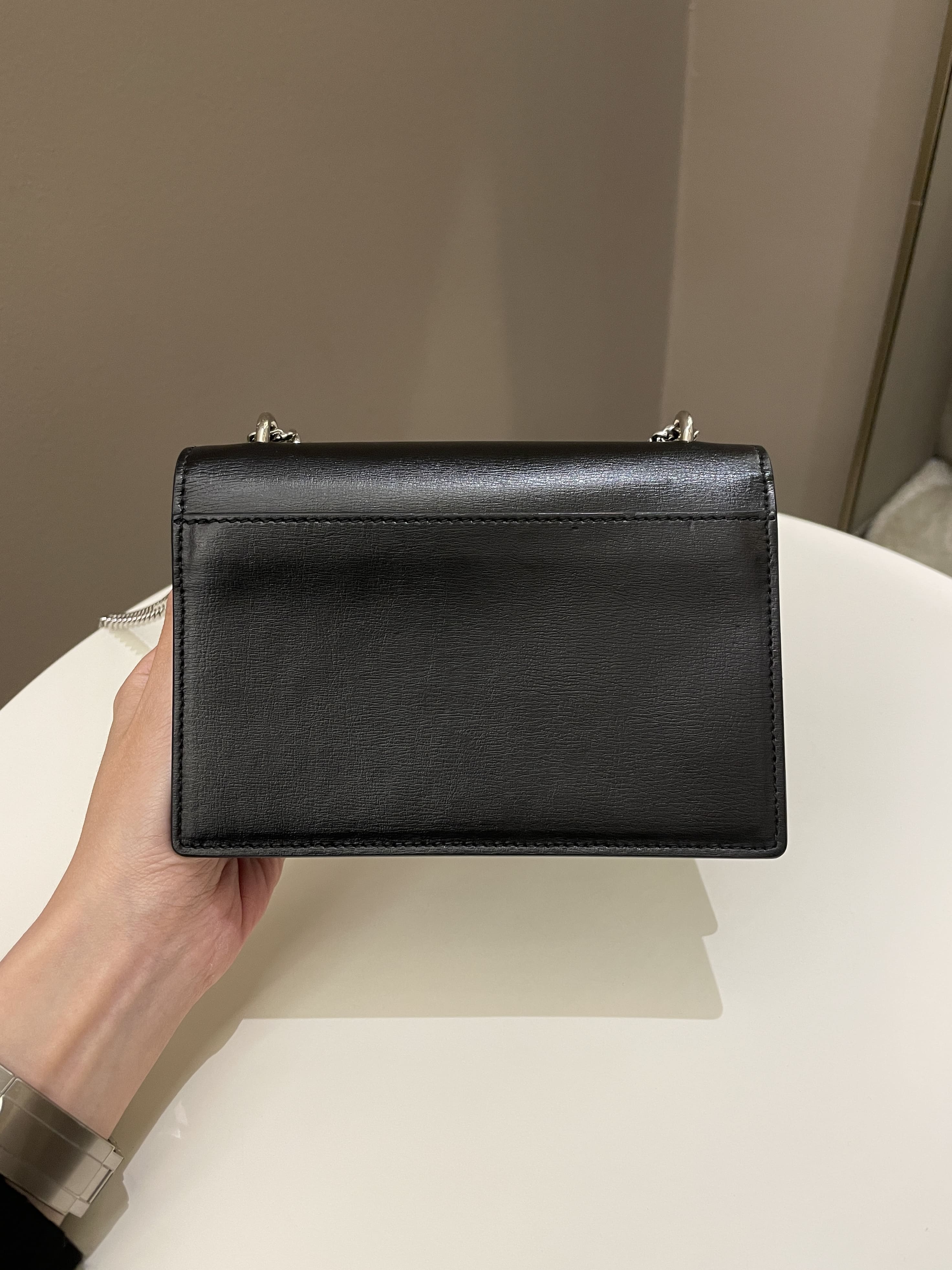 Saint Laurent Sunset Wallet On Chain Black Stiff Calf