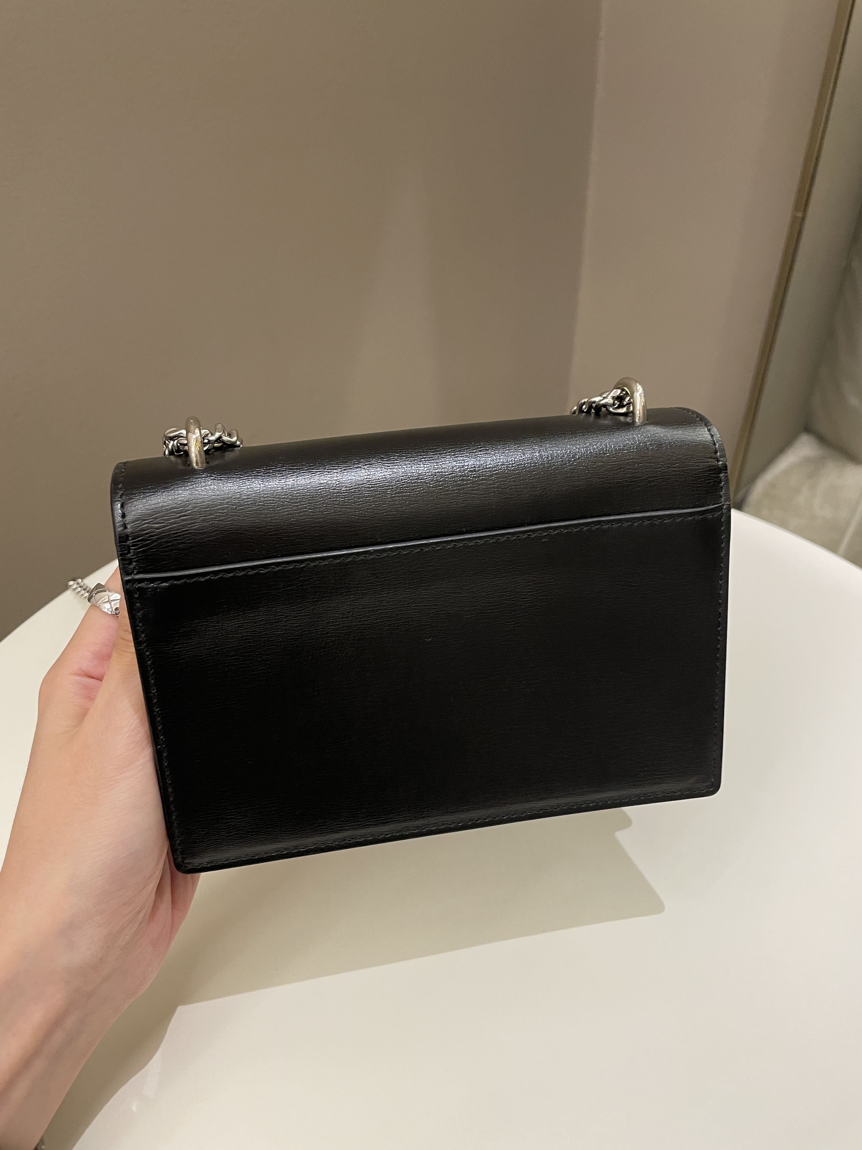 Saint Laurent Sunset Wallet On Chain Black Stiff Calf