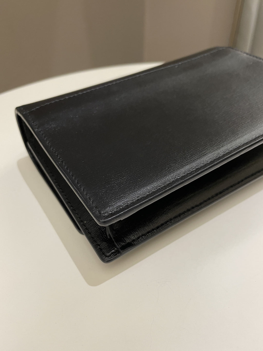 Saint Laurent Sunset Wallet On Chain Black Stiff Calf