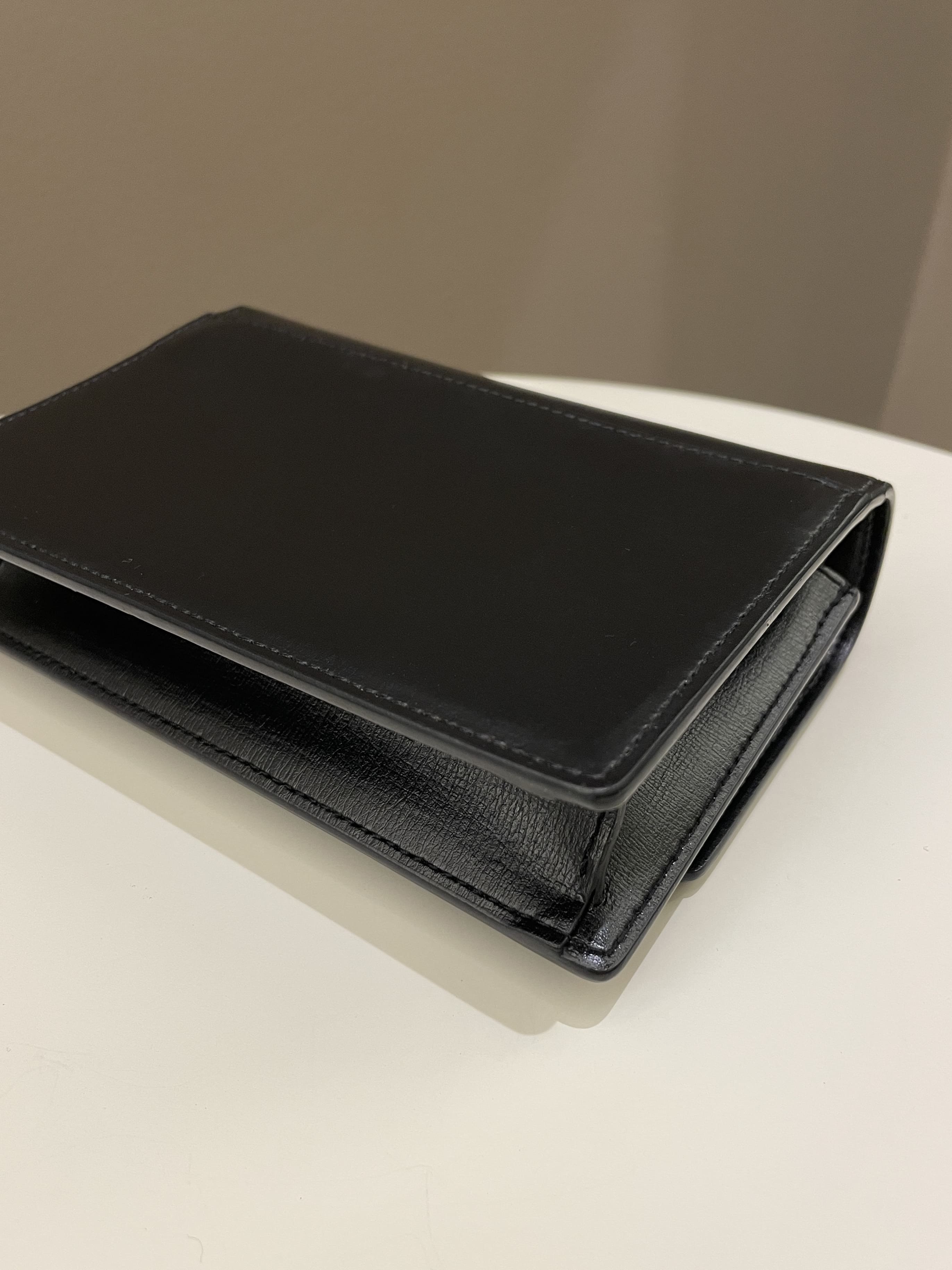 Saint Laurent Sunset Wallet On Chain Black Stiff Calf