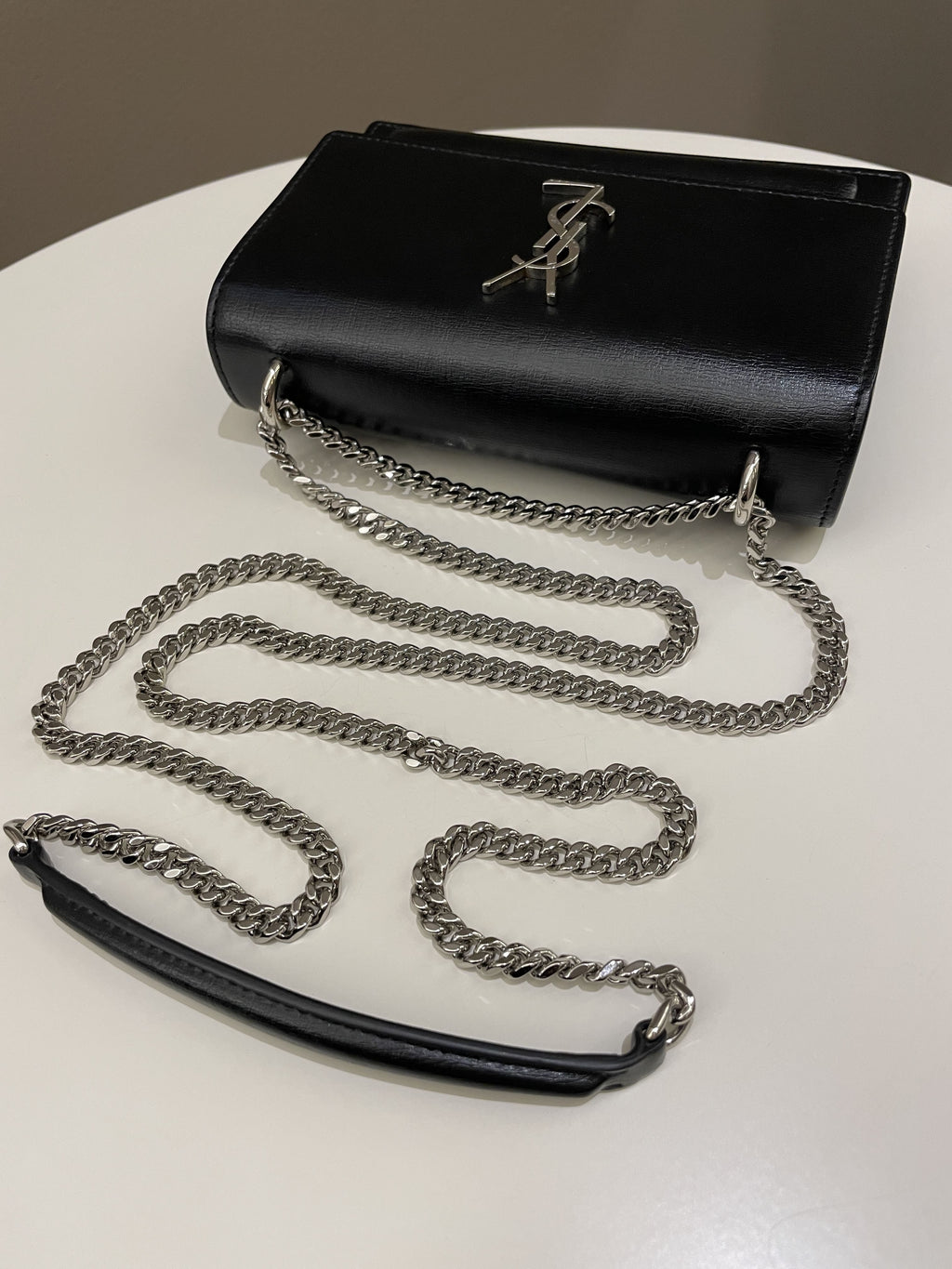 Saint Laurent Sunset Wallet On Chain Black Stiff Calf