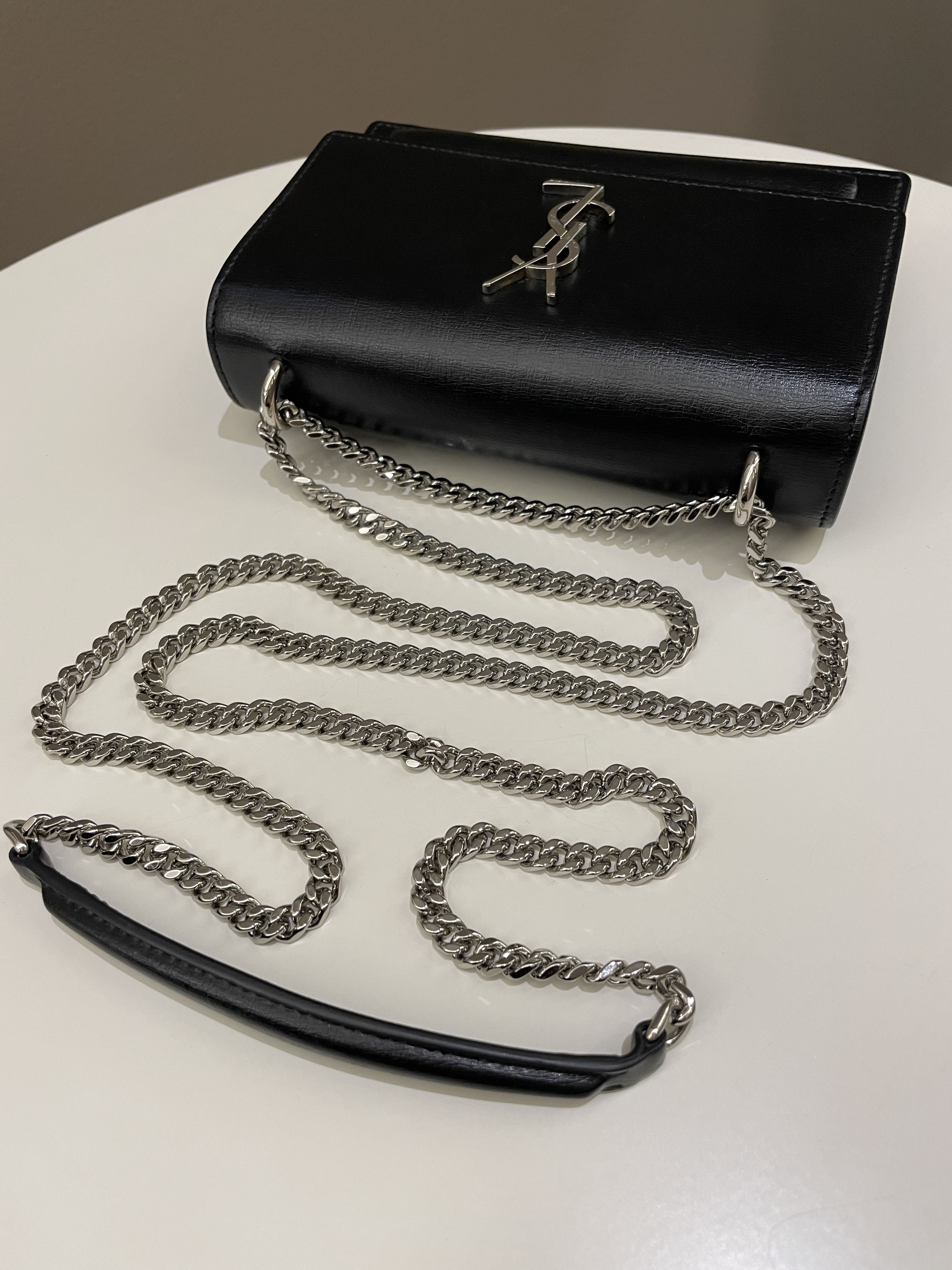 Saint Laurent Sunset Wallet On Chain Black Stiff Calf