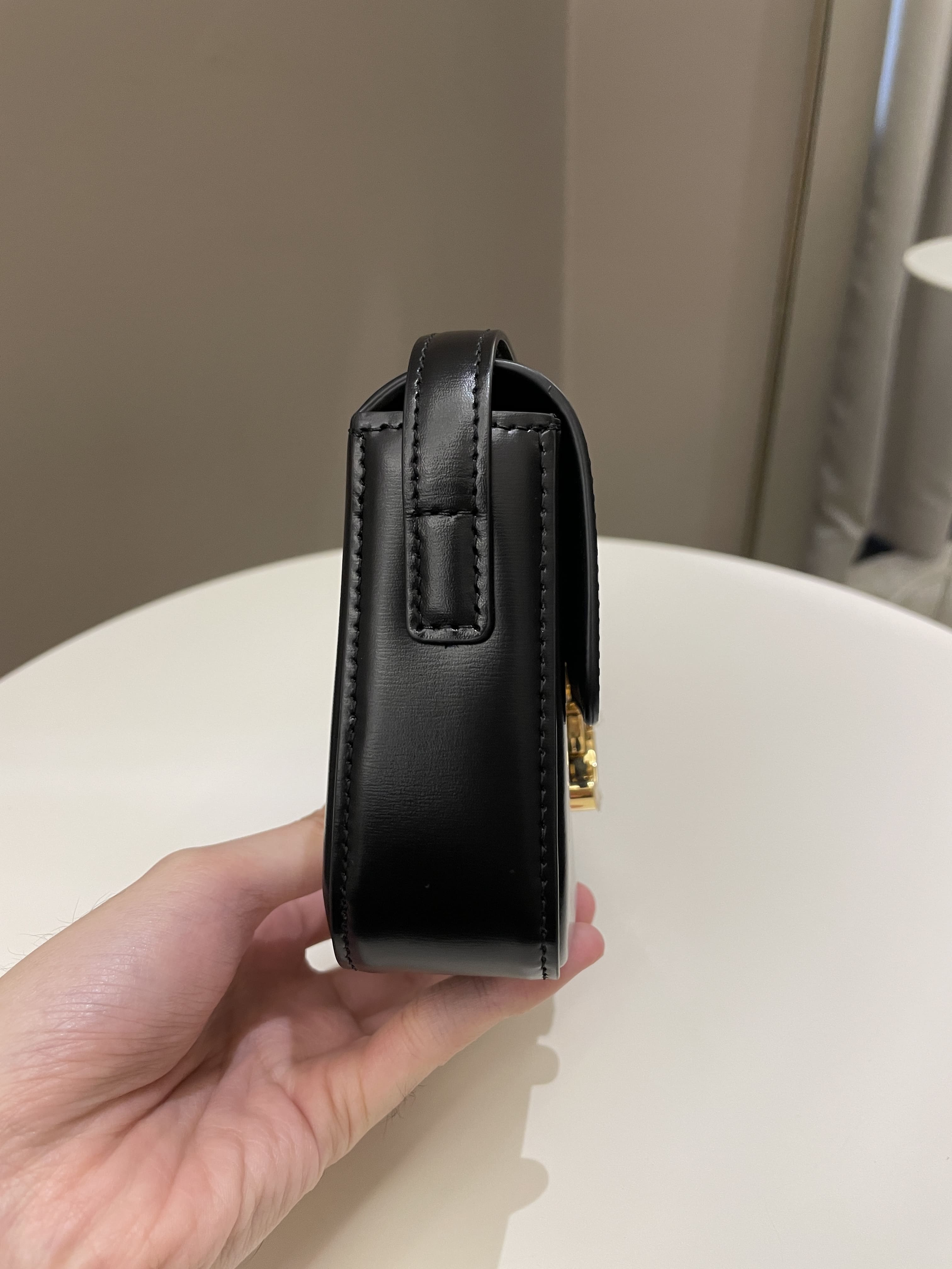 Celine Triomphe Bag Black Glazed Calfskin