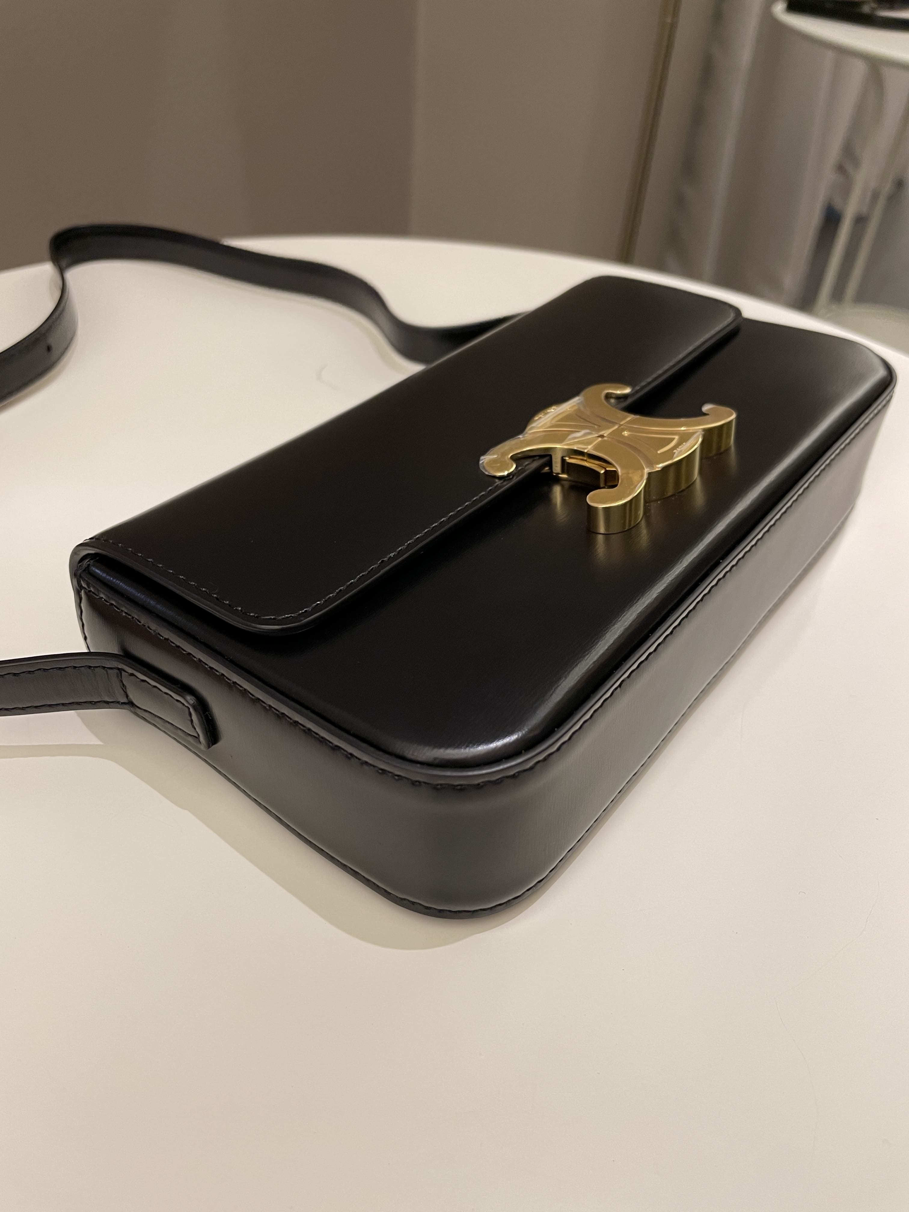 Celine Triomphe Bag Black Glazed Calfskin