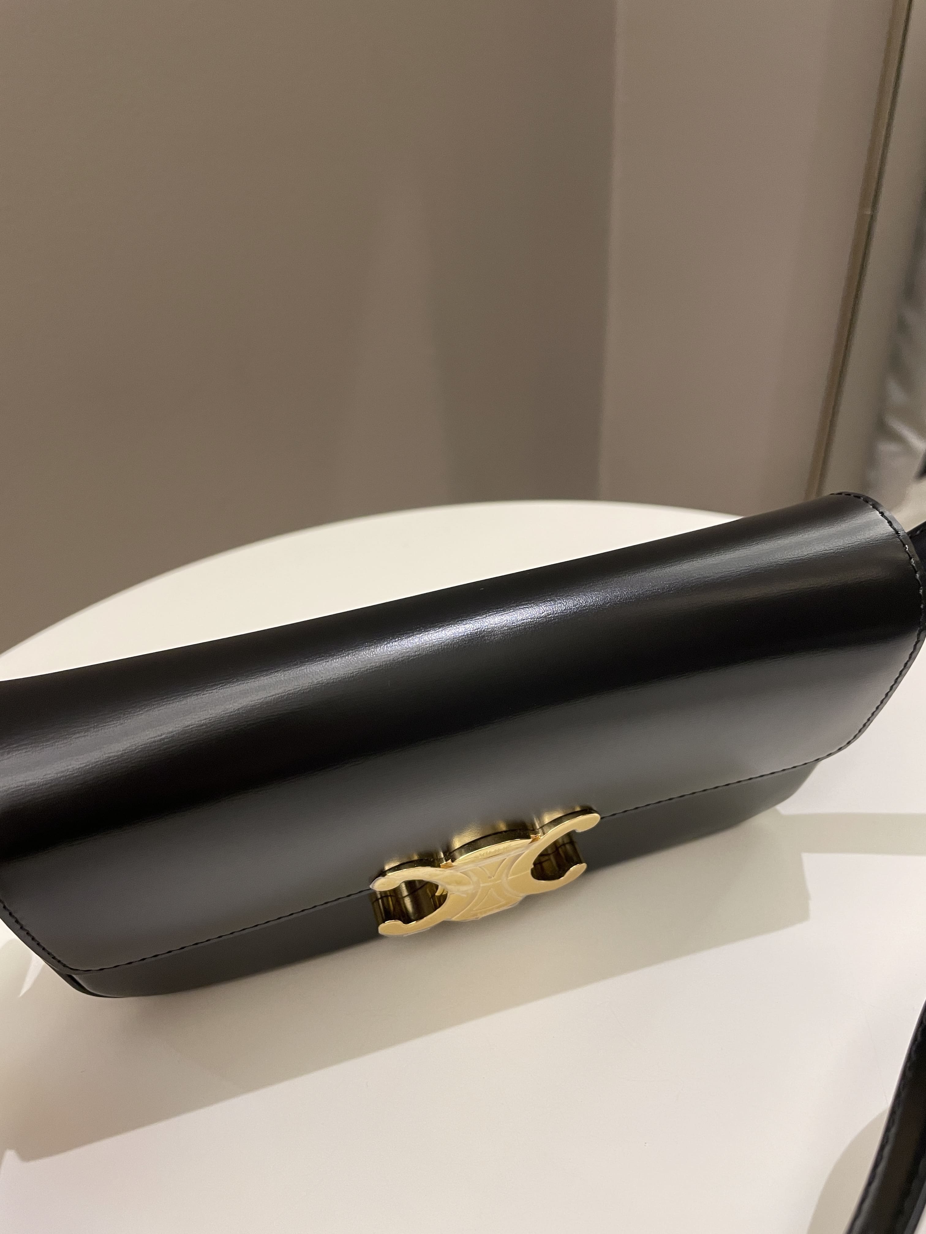 Celine Triomphe Bag Black Glazed Calfskin
