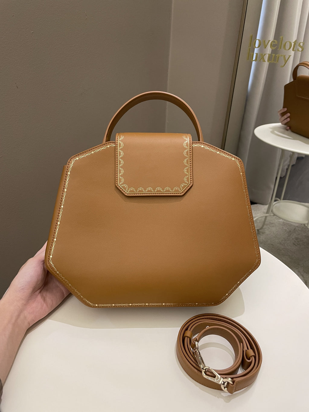 Cartier Guirlande De Top Handle Bag Camel Calfskin