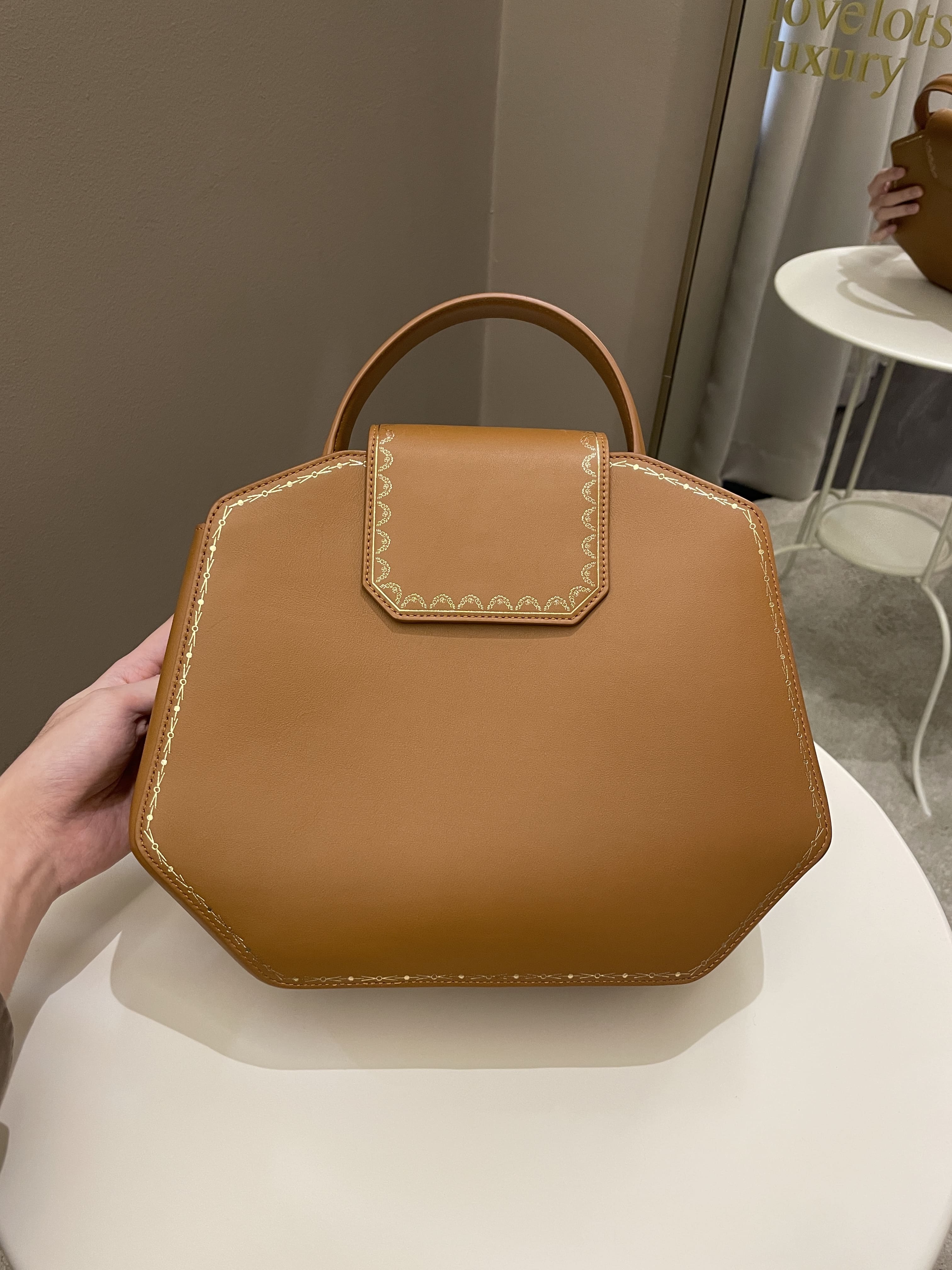 Cartier Guirlande De Top Handle Bag Camel Calfskin