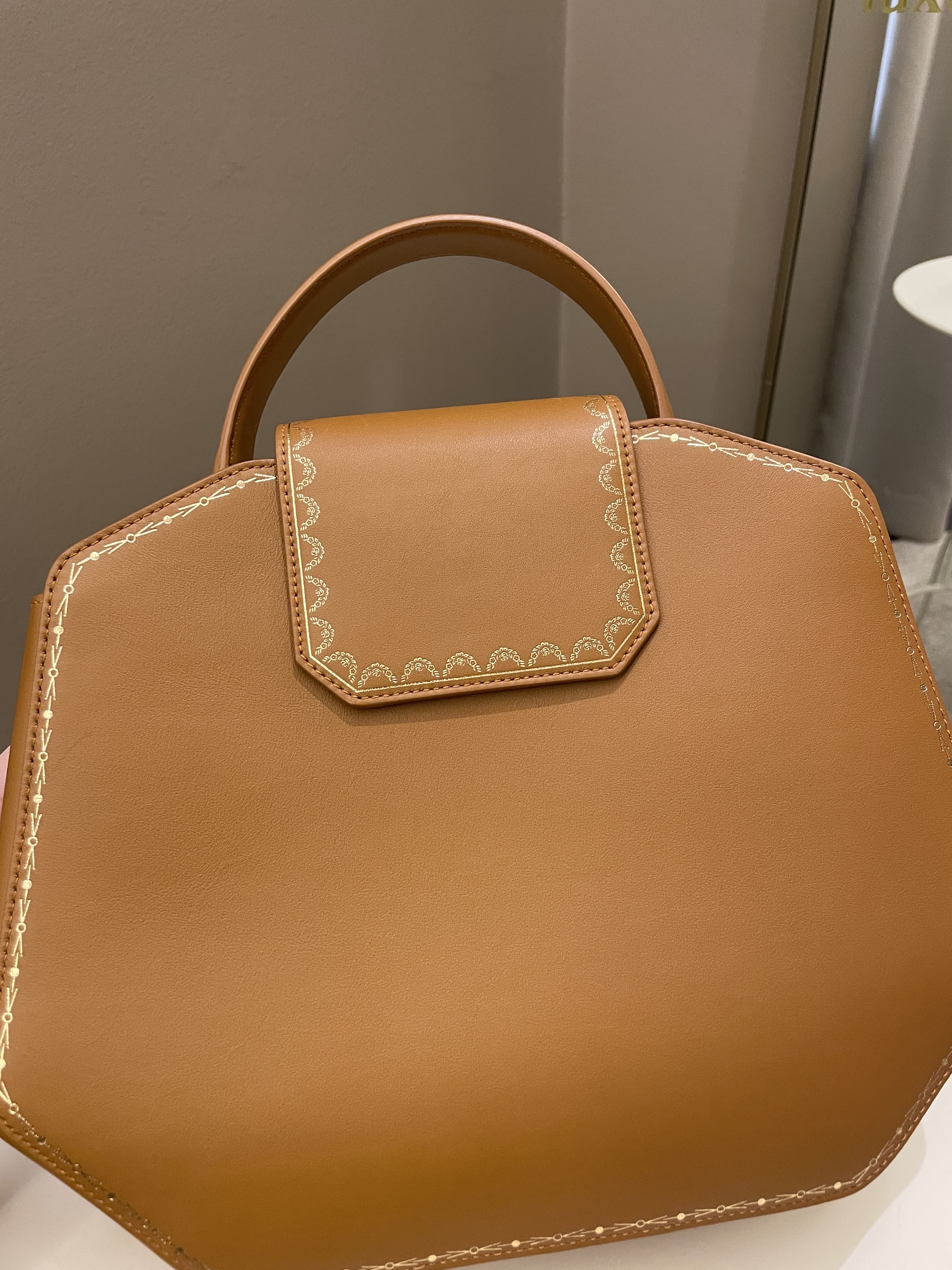 Cartier Guirlande De Top Handle Bag Camel Calfskin