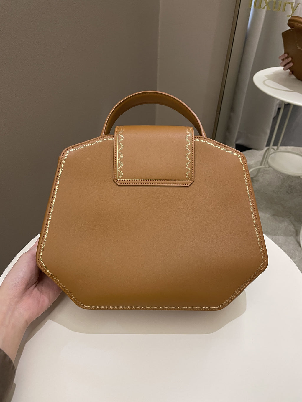 Cartier Guirlande De Top Handle Bag Camel Calfskin