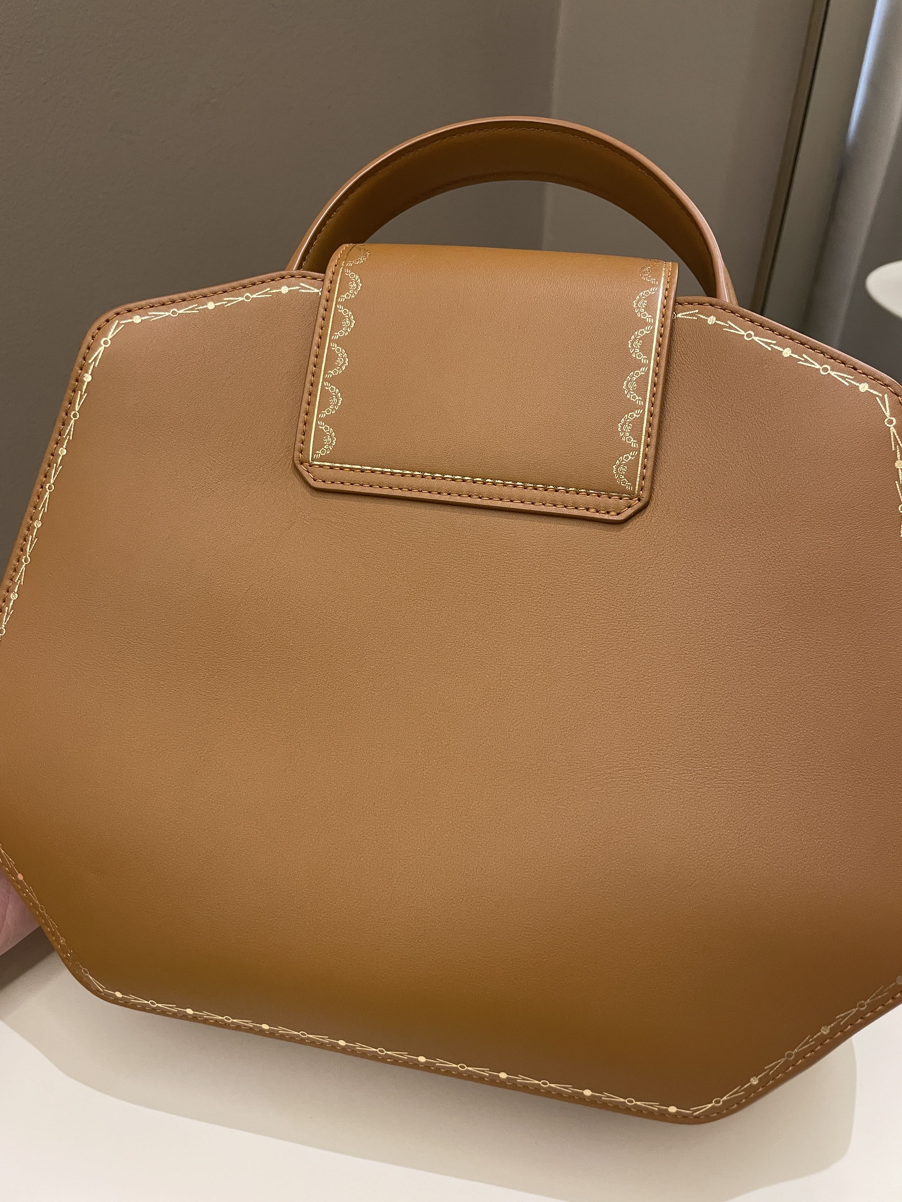Cartier Guirlande De Top Handle Bag Camel Calfskin