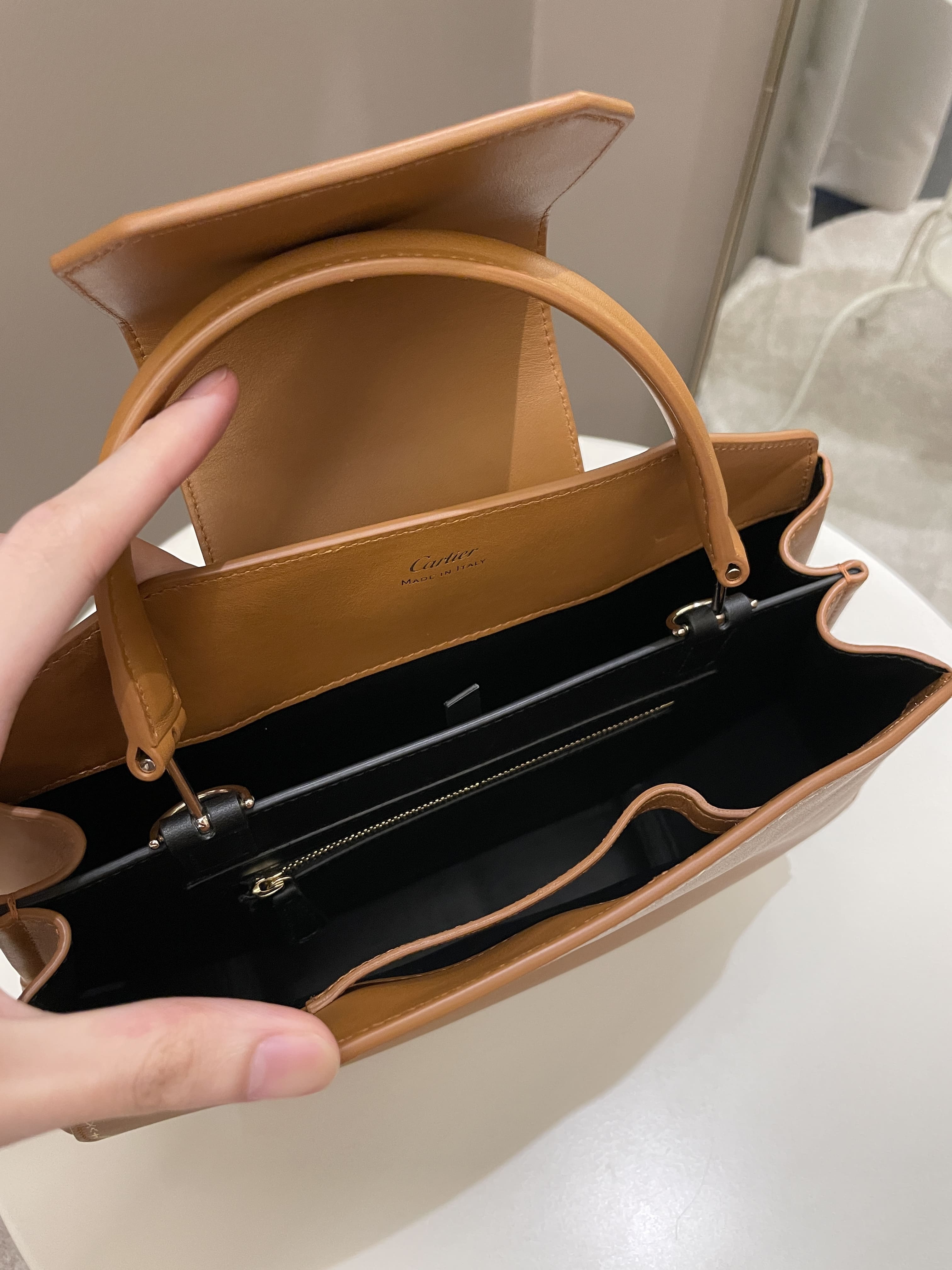 Cartier Guirlande De Top Handle Bag Camel Calfskin