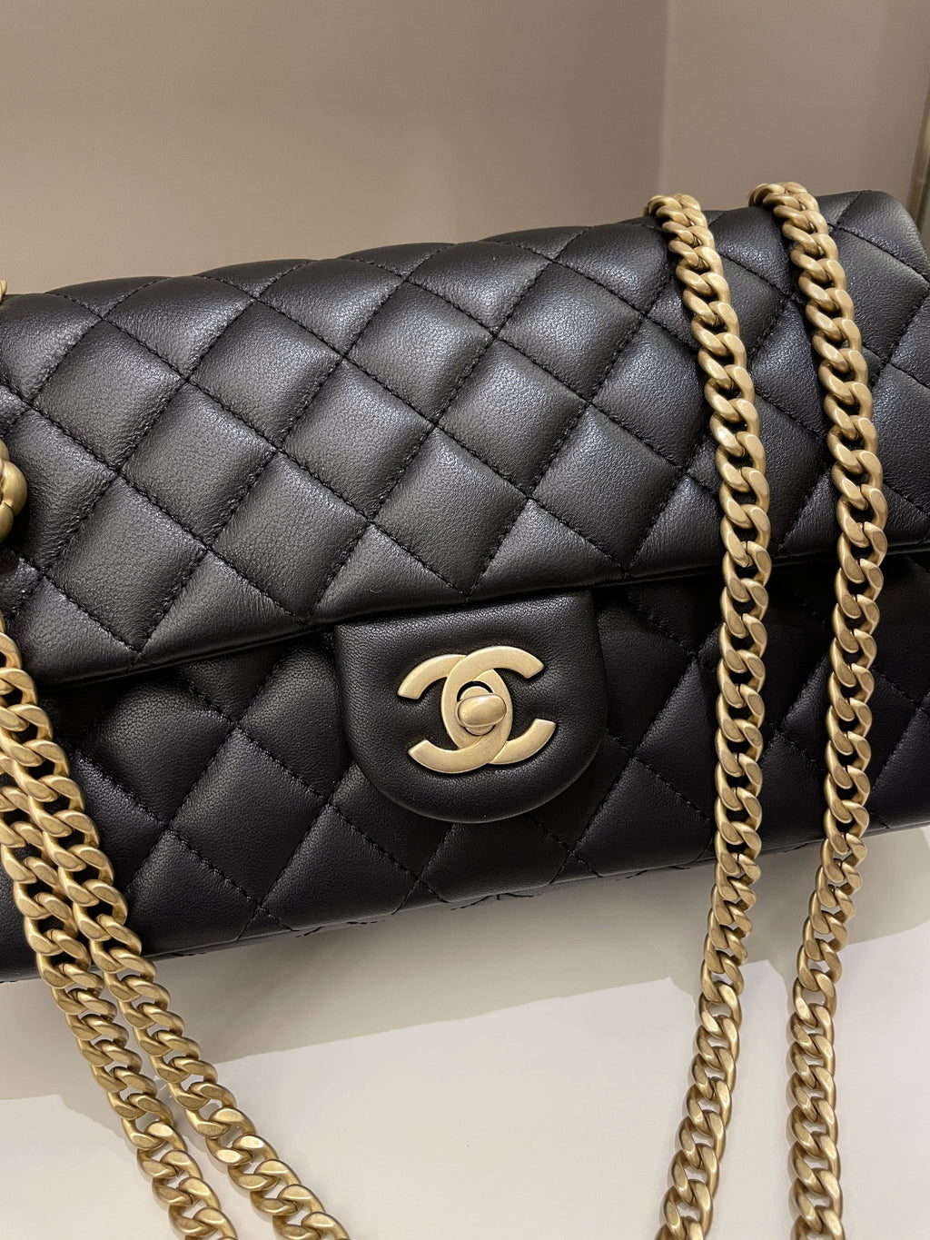Chanel 23S Camellia Black Stiff Lambskin