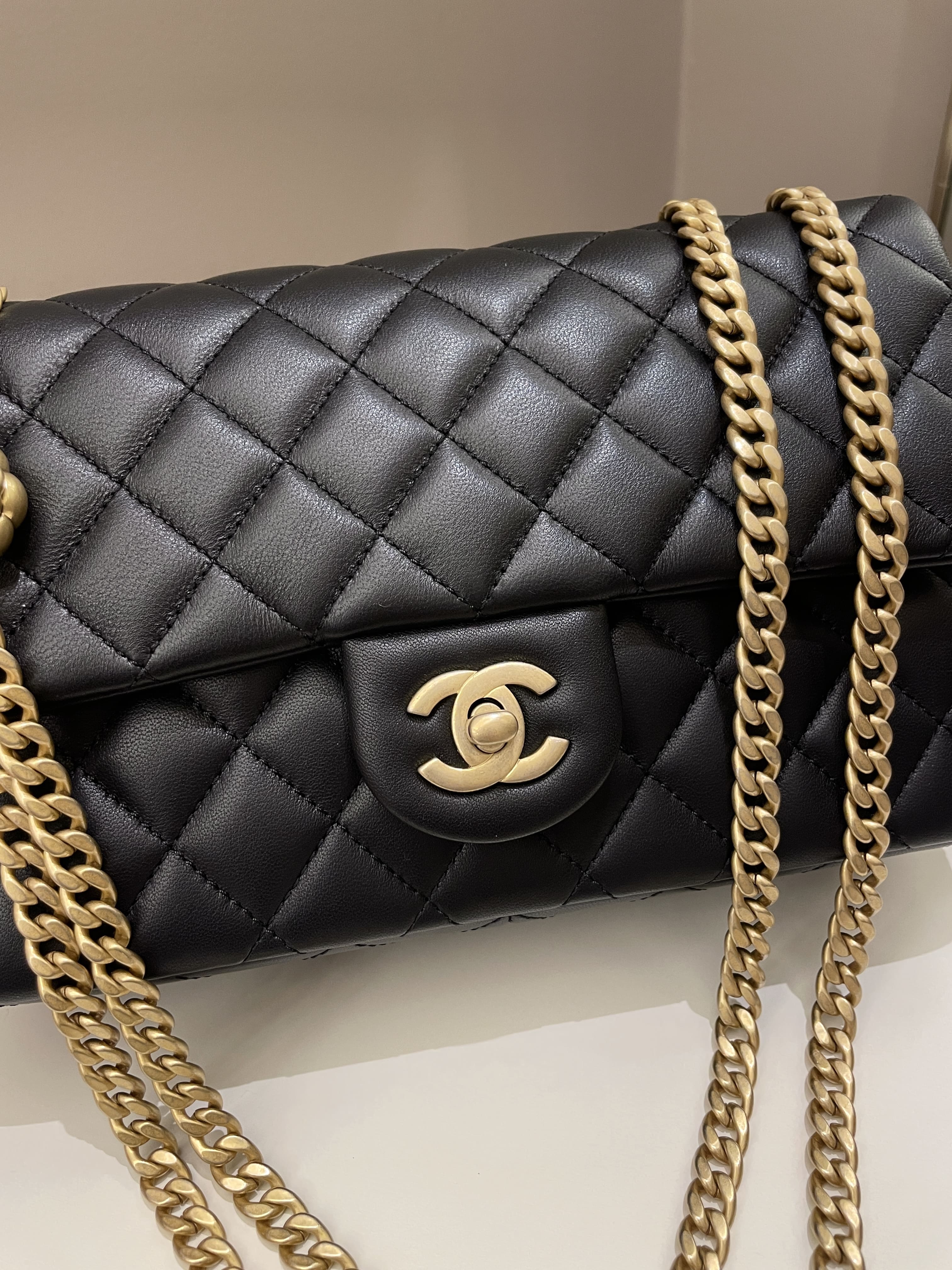 Chanel 23S Camellia Black Stiff Lambskin