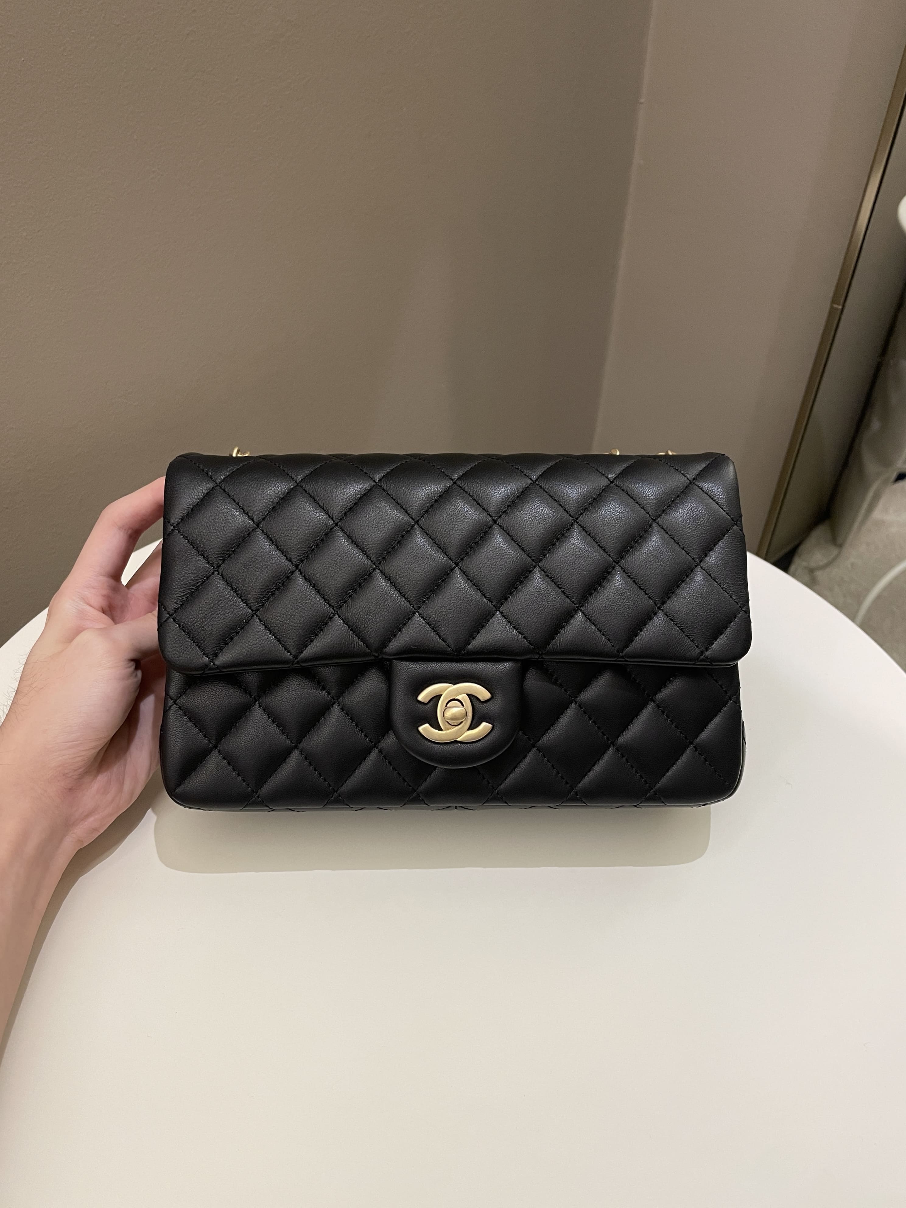 Chanel 23S Camellia Black Stiff Lambskin