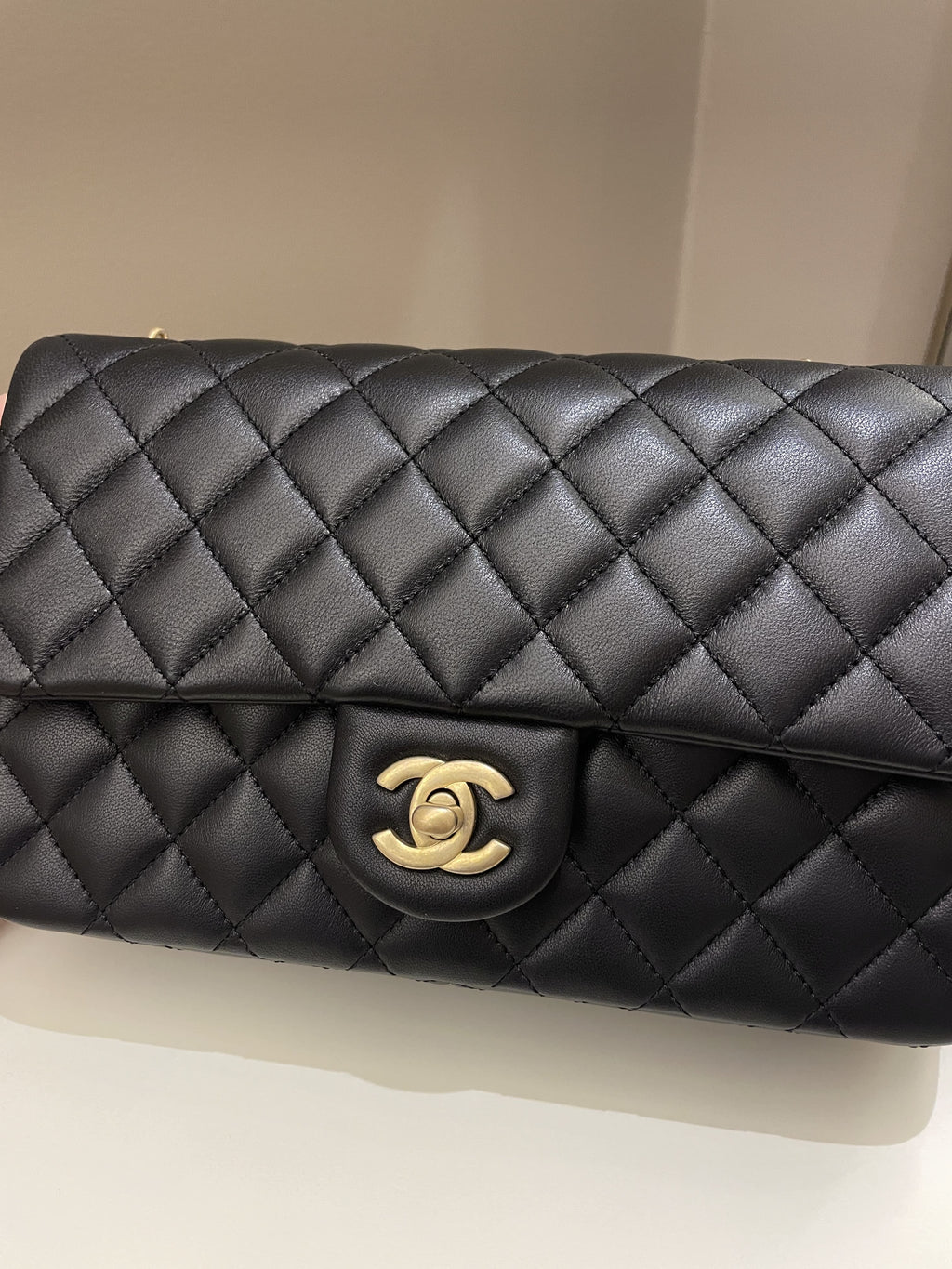 Chanel 23S Camellia Black Stiff Lambskin