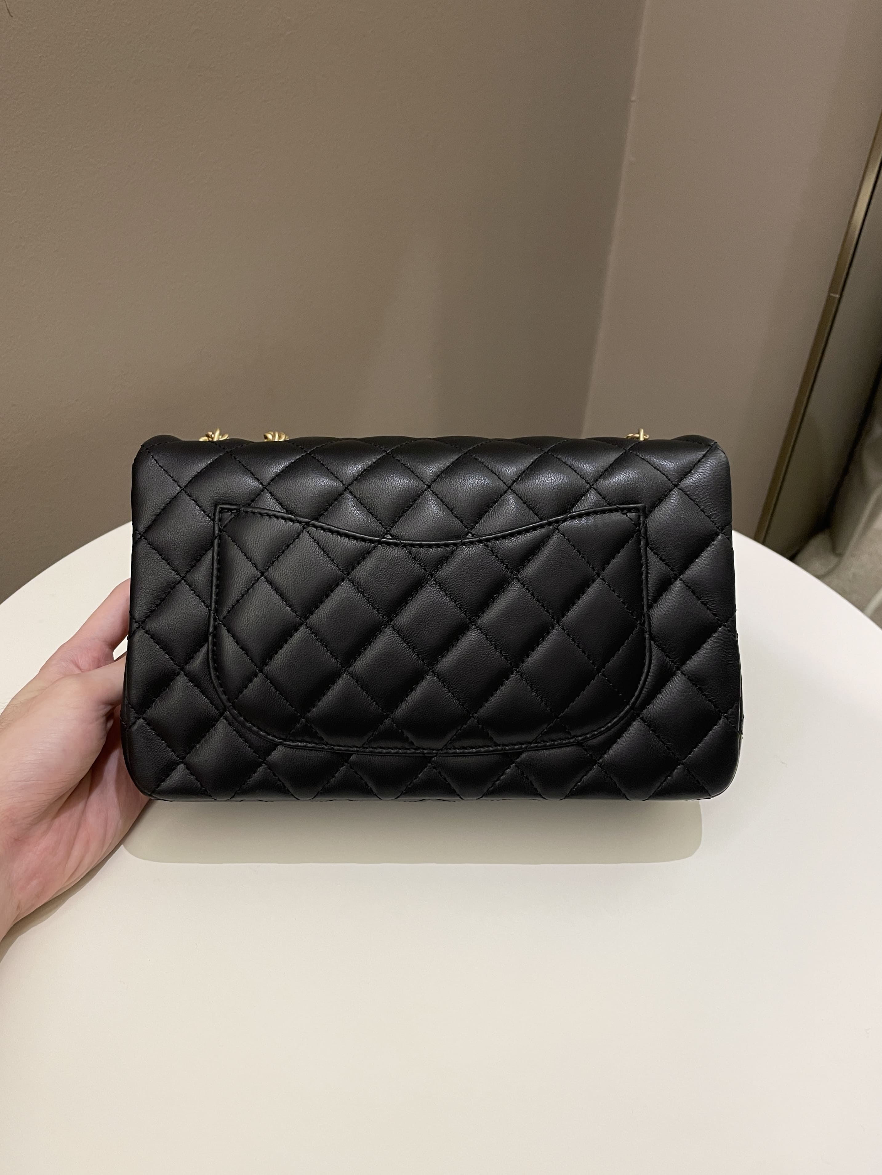 Chanel 23S Camellia Black Stiff Lambskin