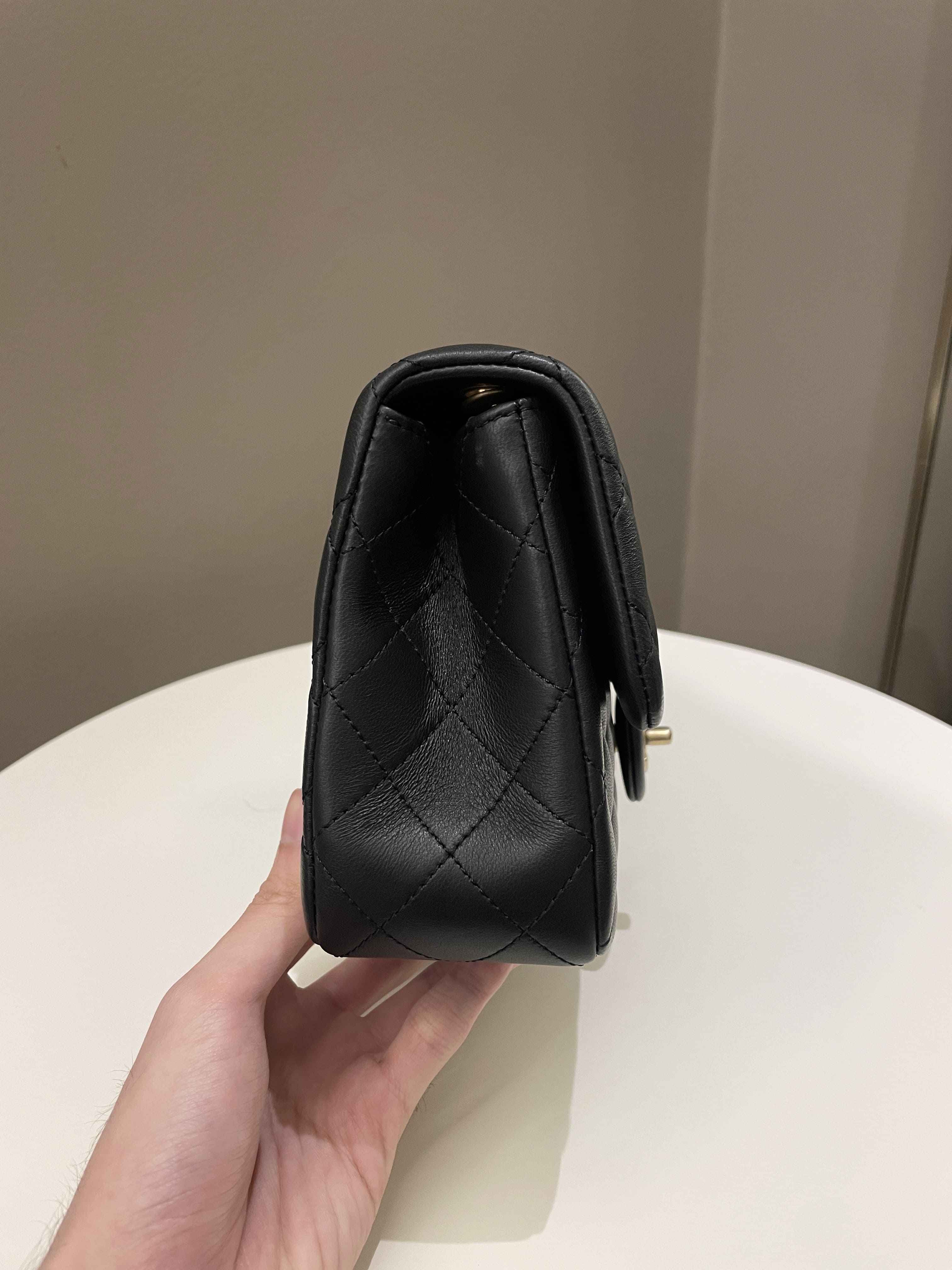 Chanel 23S Camellia Black Stiff Lambskin