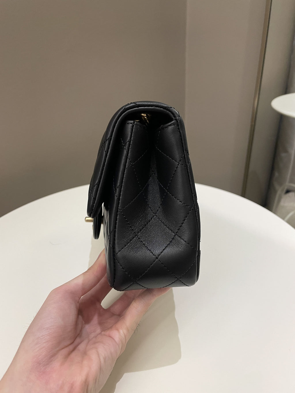 Chanel 23S Camellia Black Stiff Lambskin