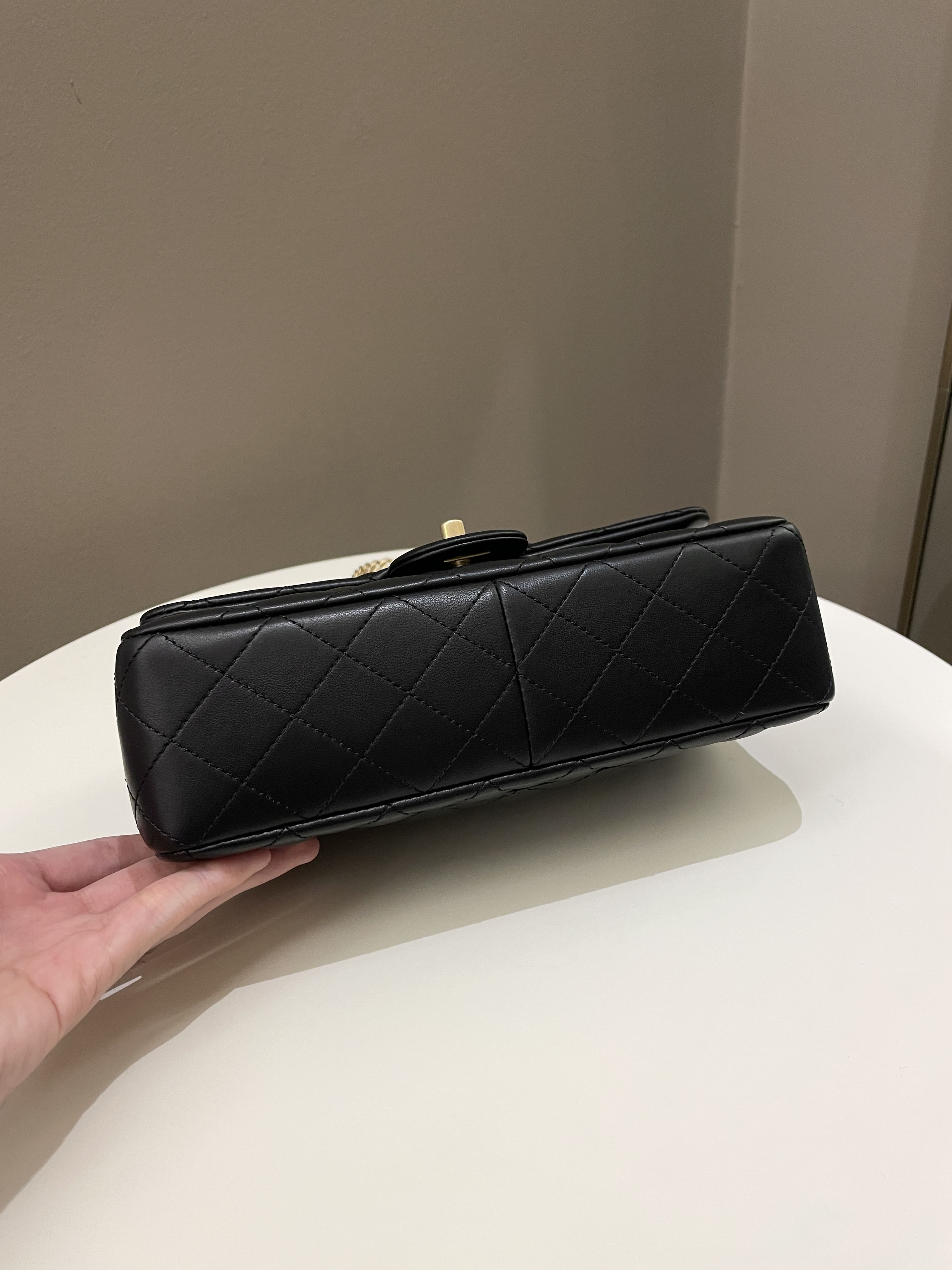 Chanel 23S Camellia Black Stiff Lambskin