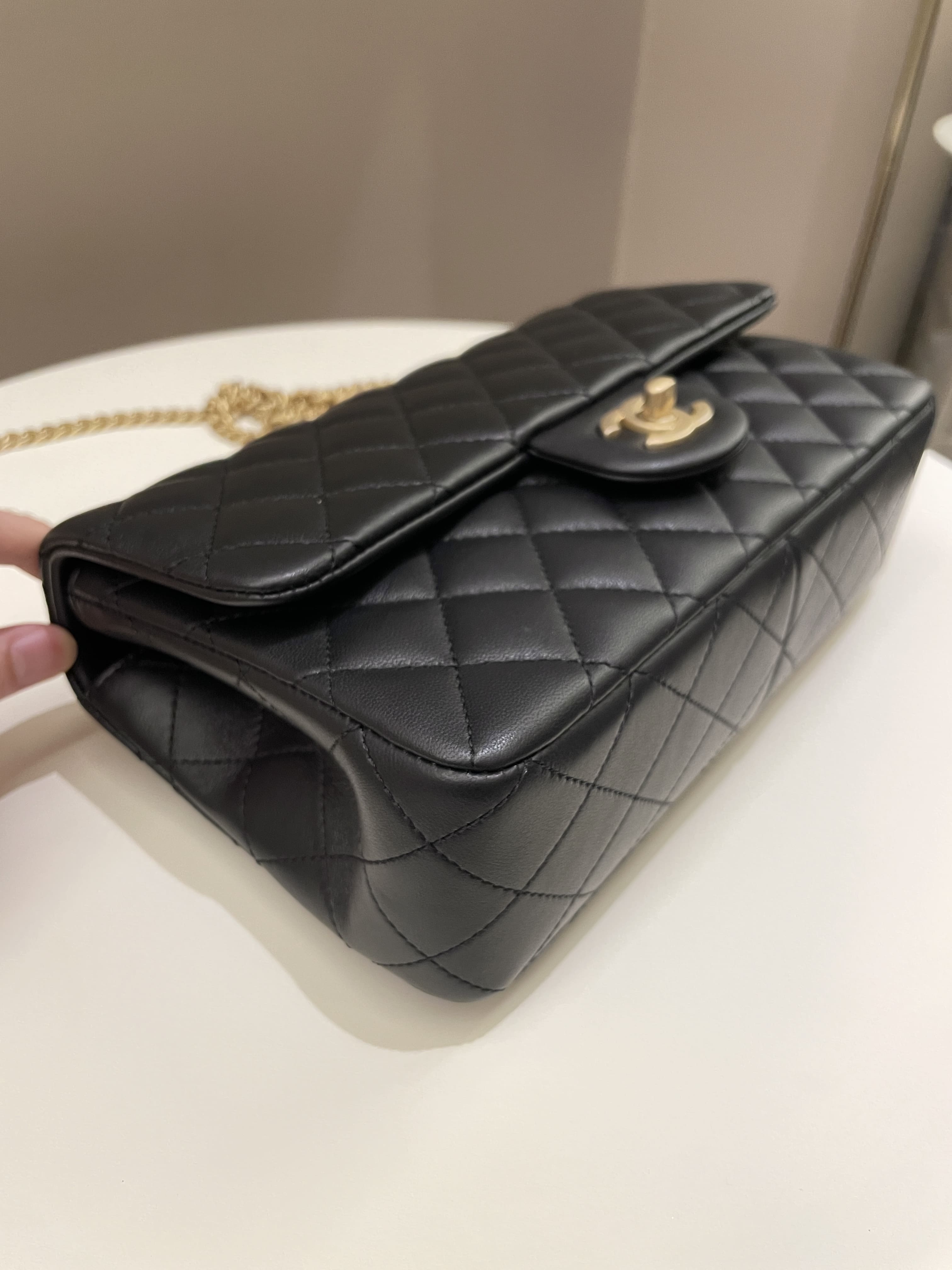 Chanel 23S Camellia Black Stiff Lambskin