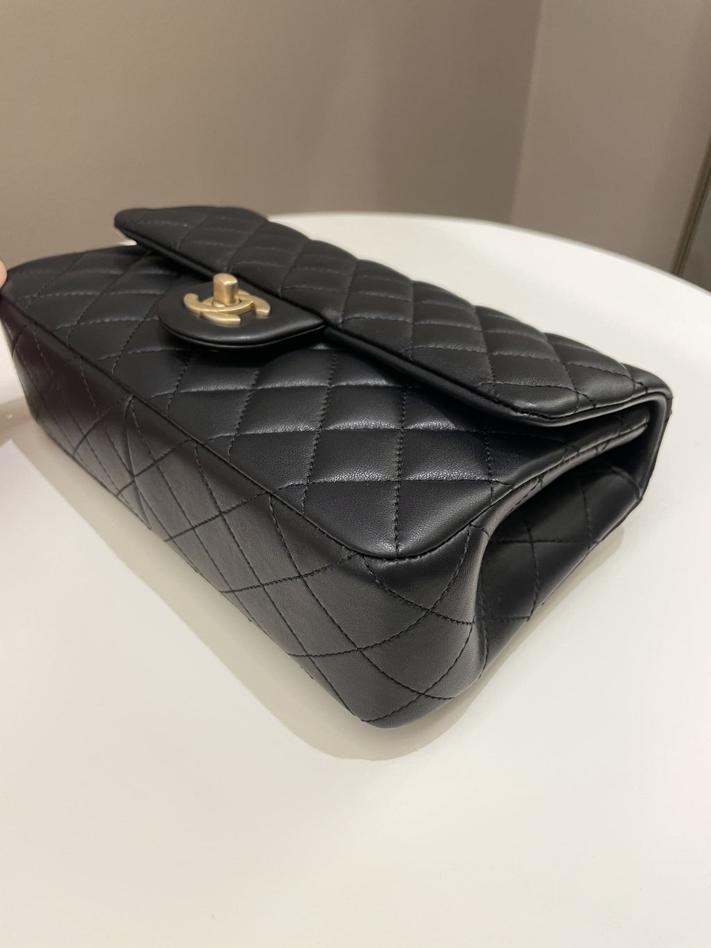 Chanel 23S Camellia Black Stiff Lambskin
