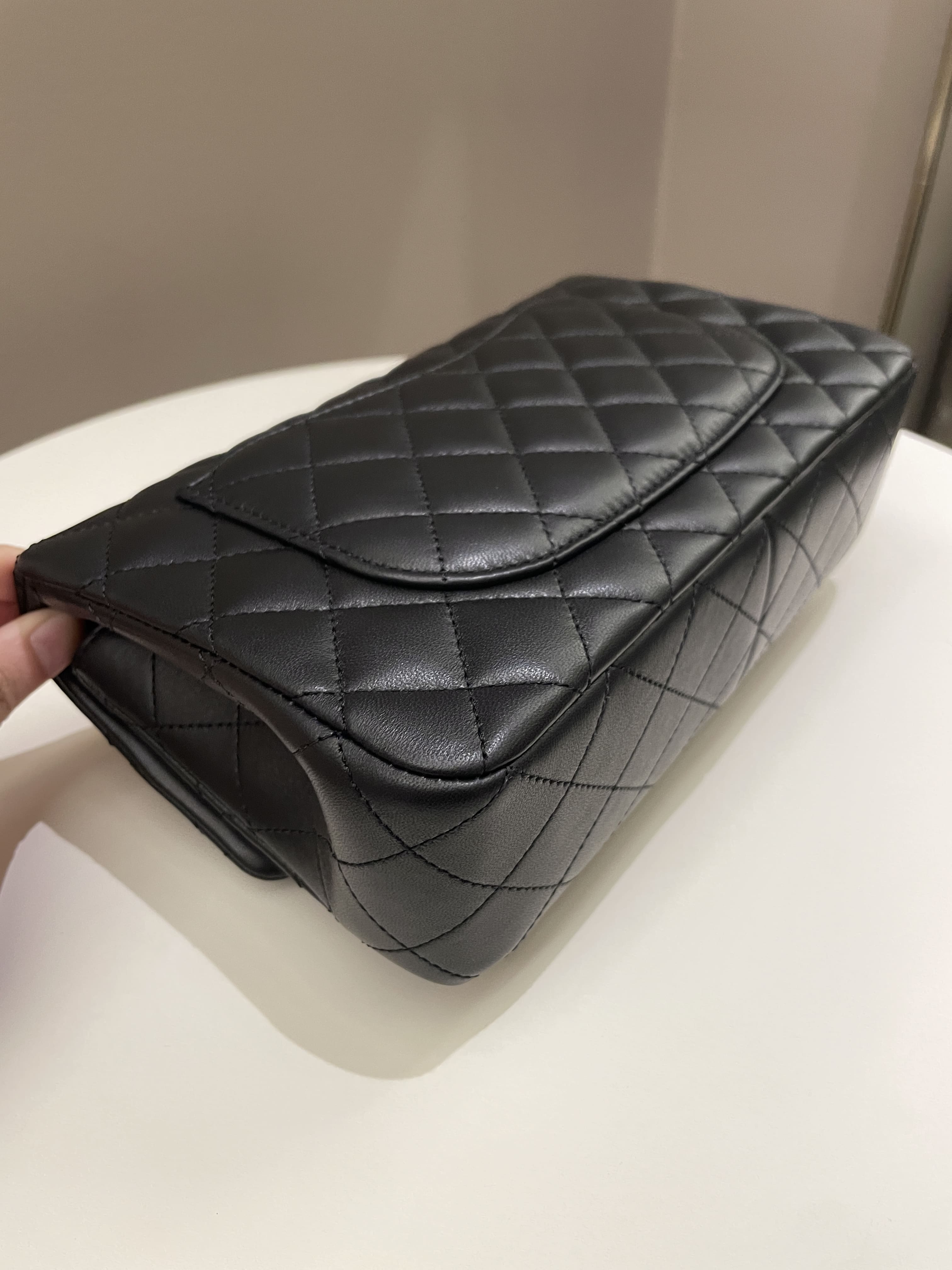 Chanel 23S Camellia Black Stiff Lambskin