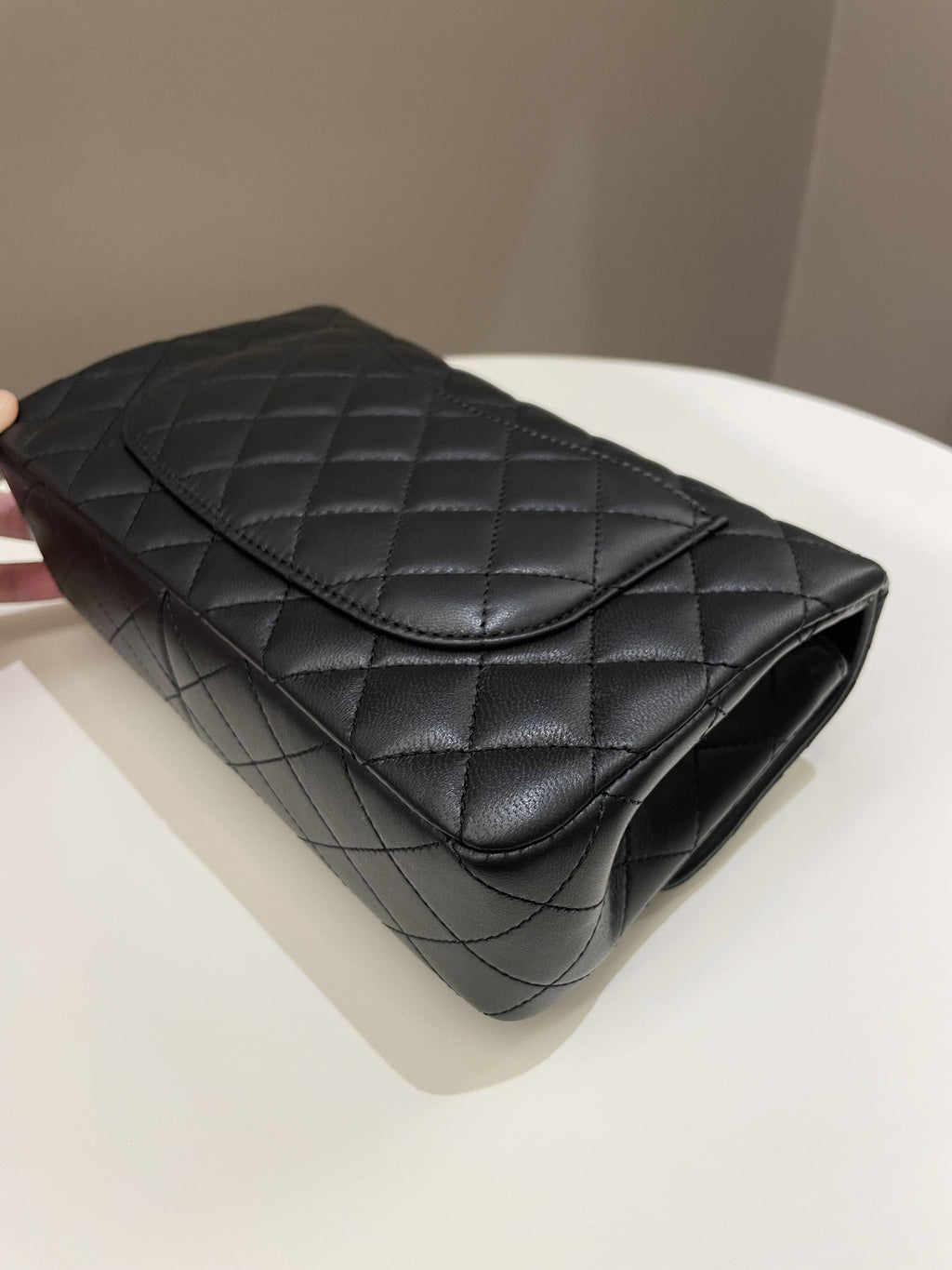 Chanel 23S Camellia Black Stiff Lambskin