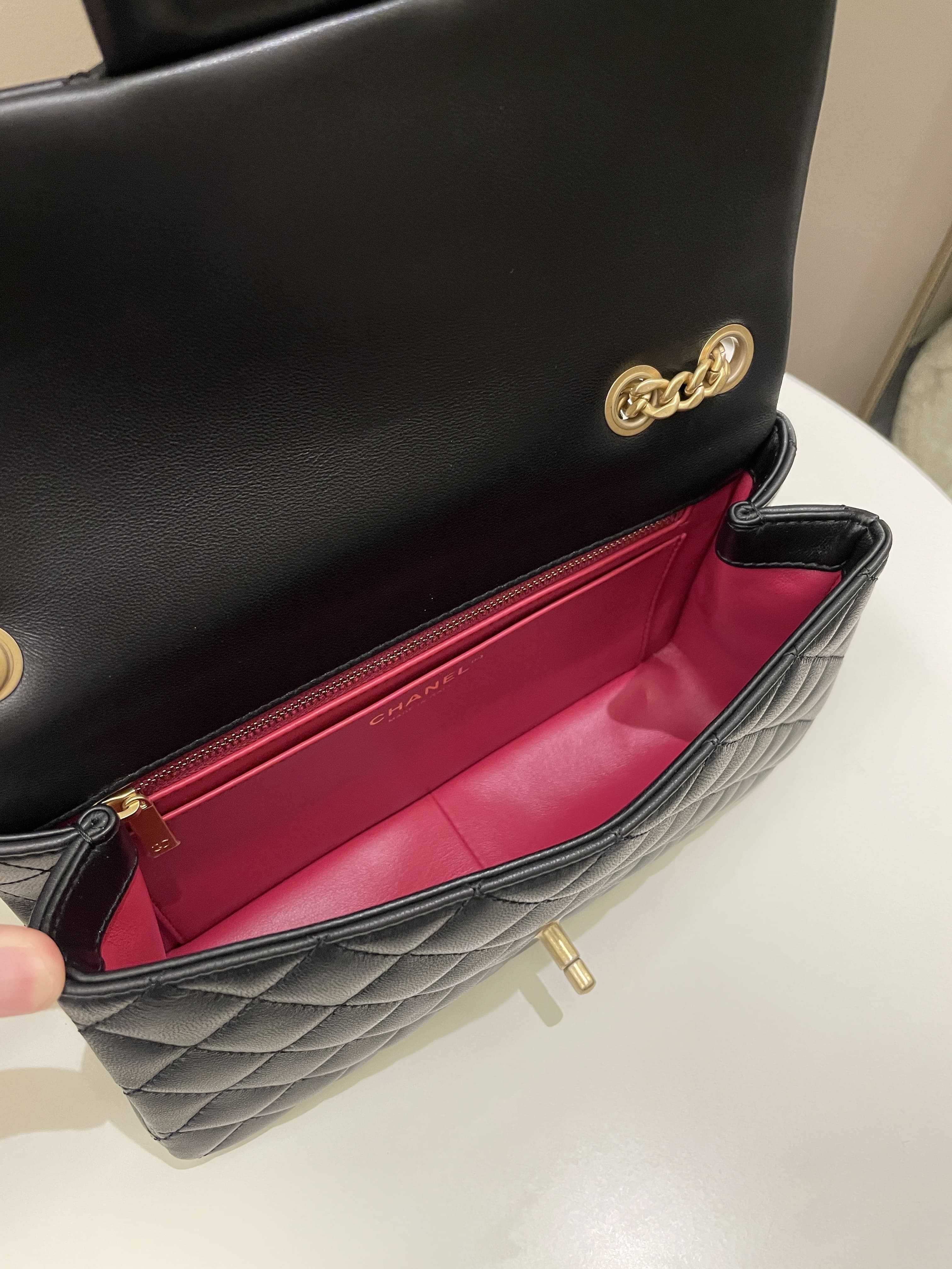 Chanel 23S Camellia Black Stiff Lambskin