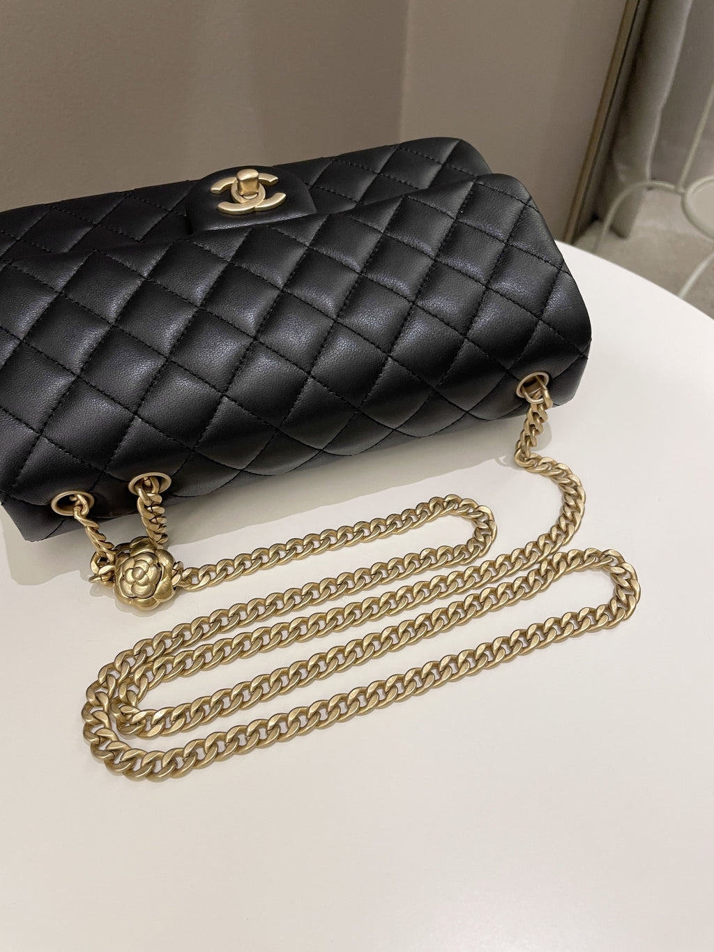 Chanel 23S Camellia Black Stiff Lambskin