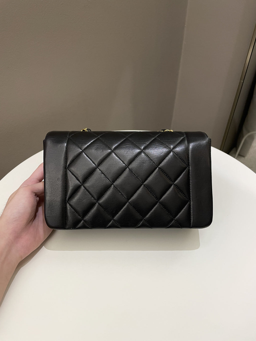 Chanel Vintage Quilted Diana Flap Bag Black Lambskin
