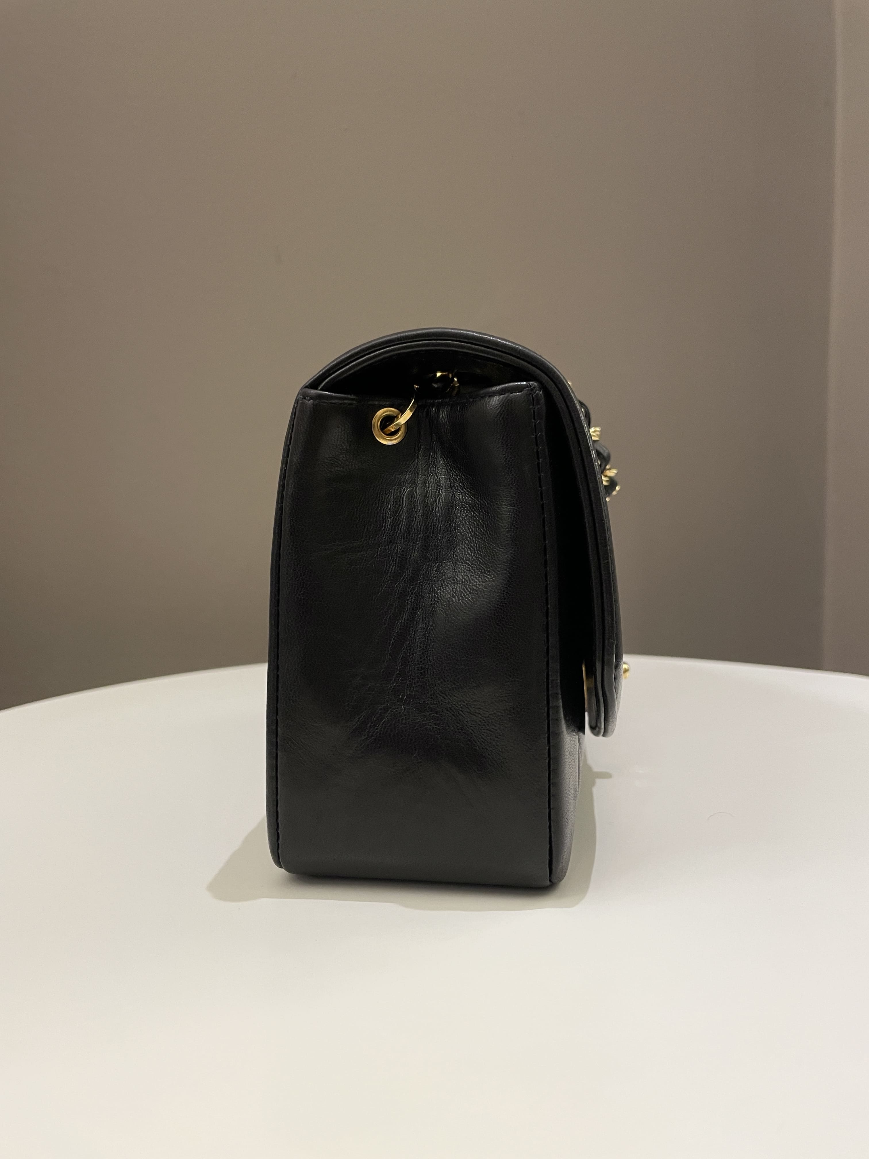 Chanel Vintage Quilted Diana Flap Bag Black Lambskin