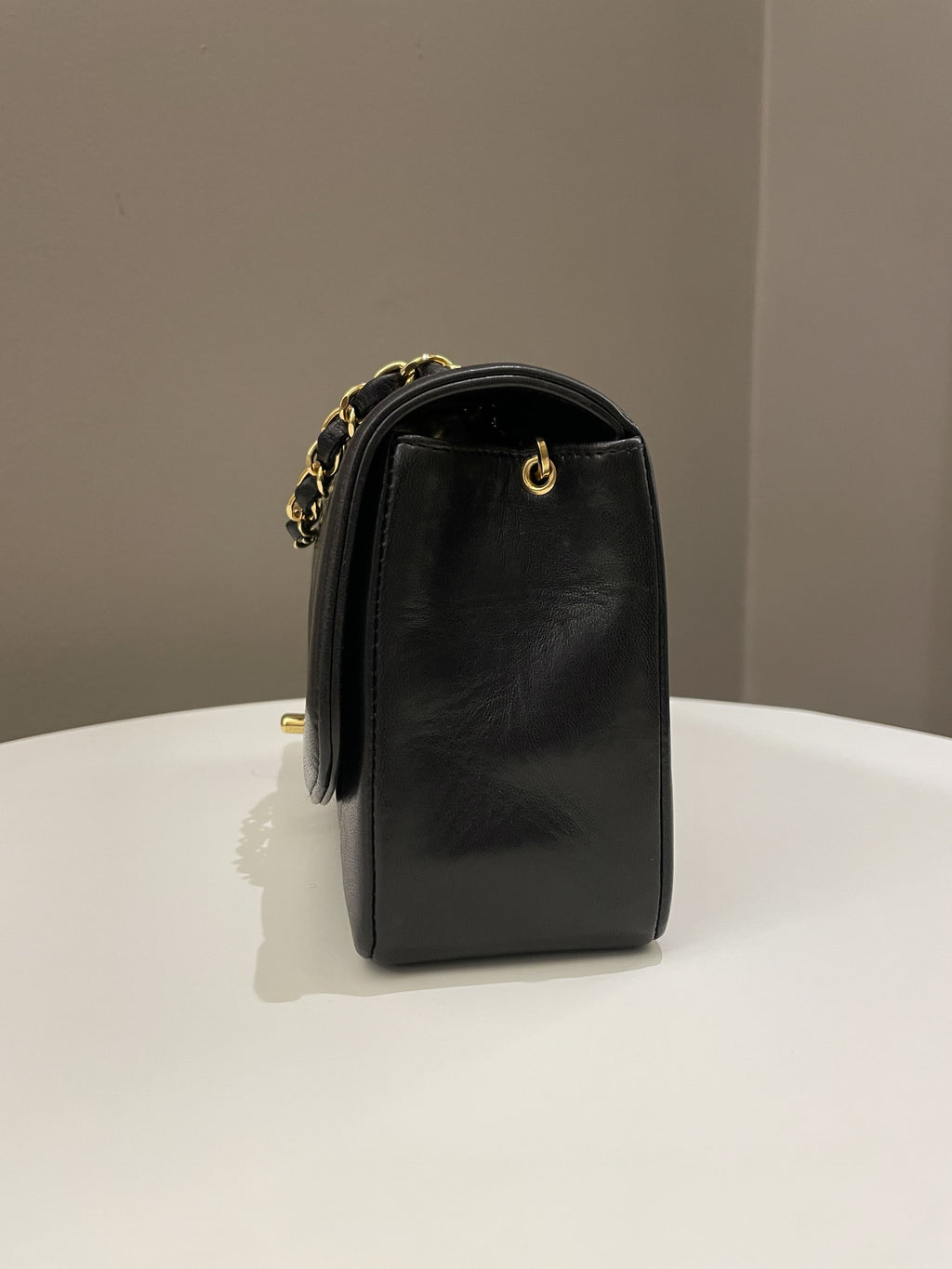 Chanel Vintage Quilted Diana Flap Bag Black Lambskin