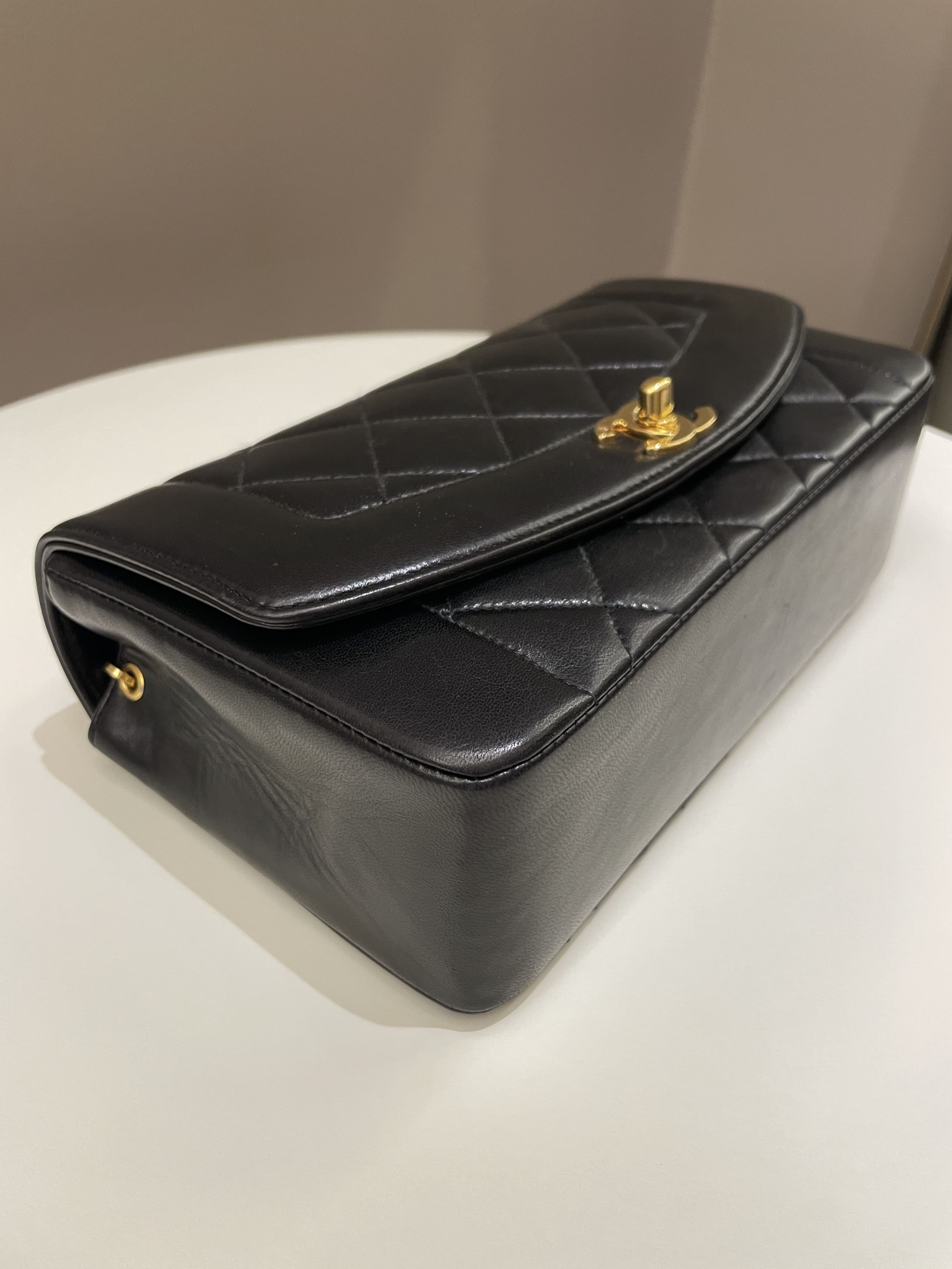 Chanel Vintage Quilted Diana Flap Bag Black Lambskin