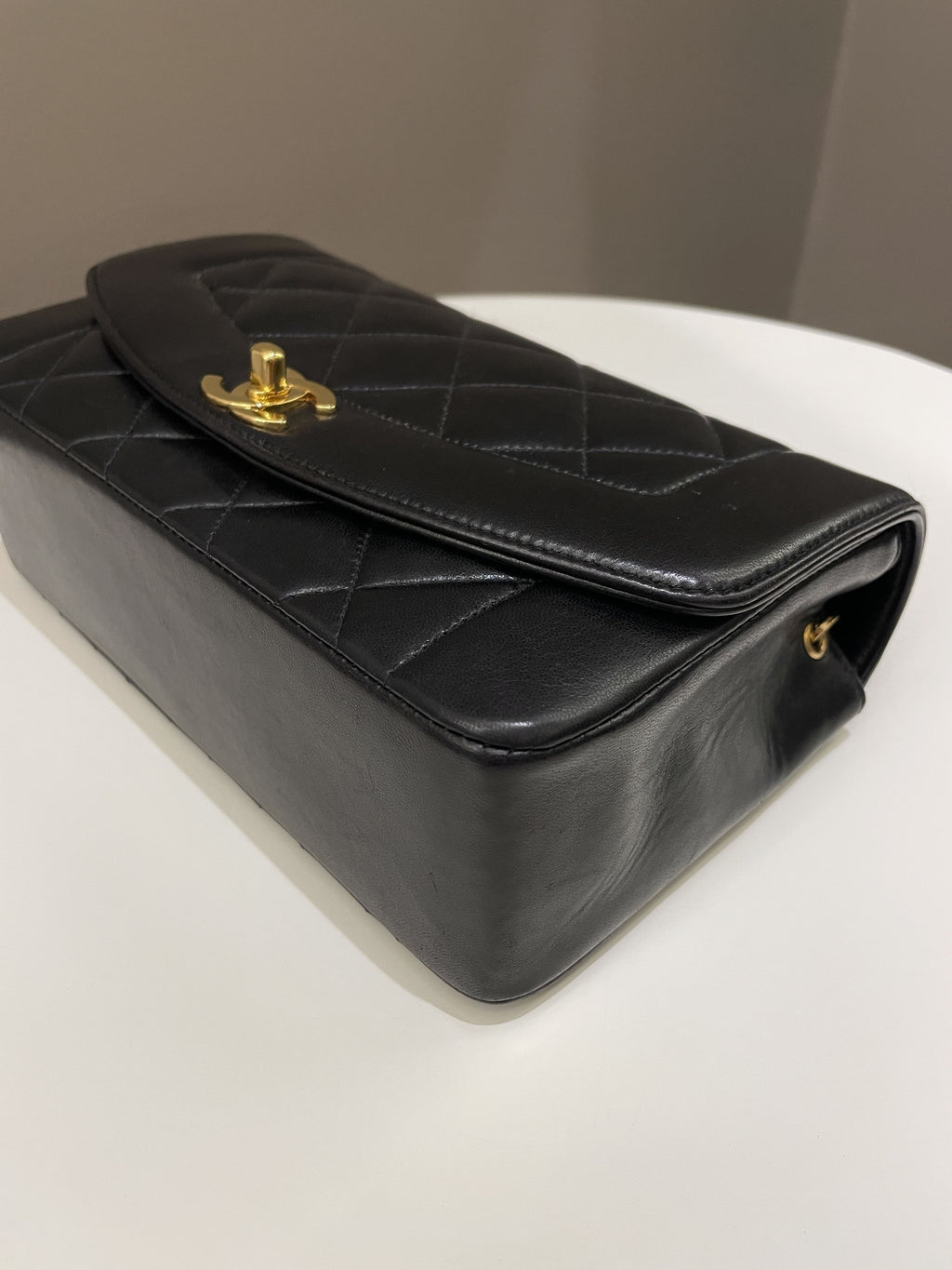 Chanel Vintage Quilted Diana Flap Bag Black Lambskin