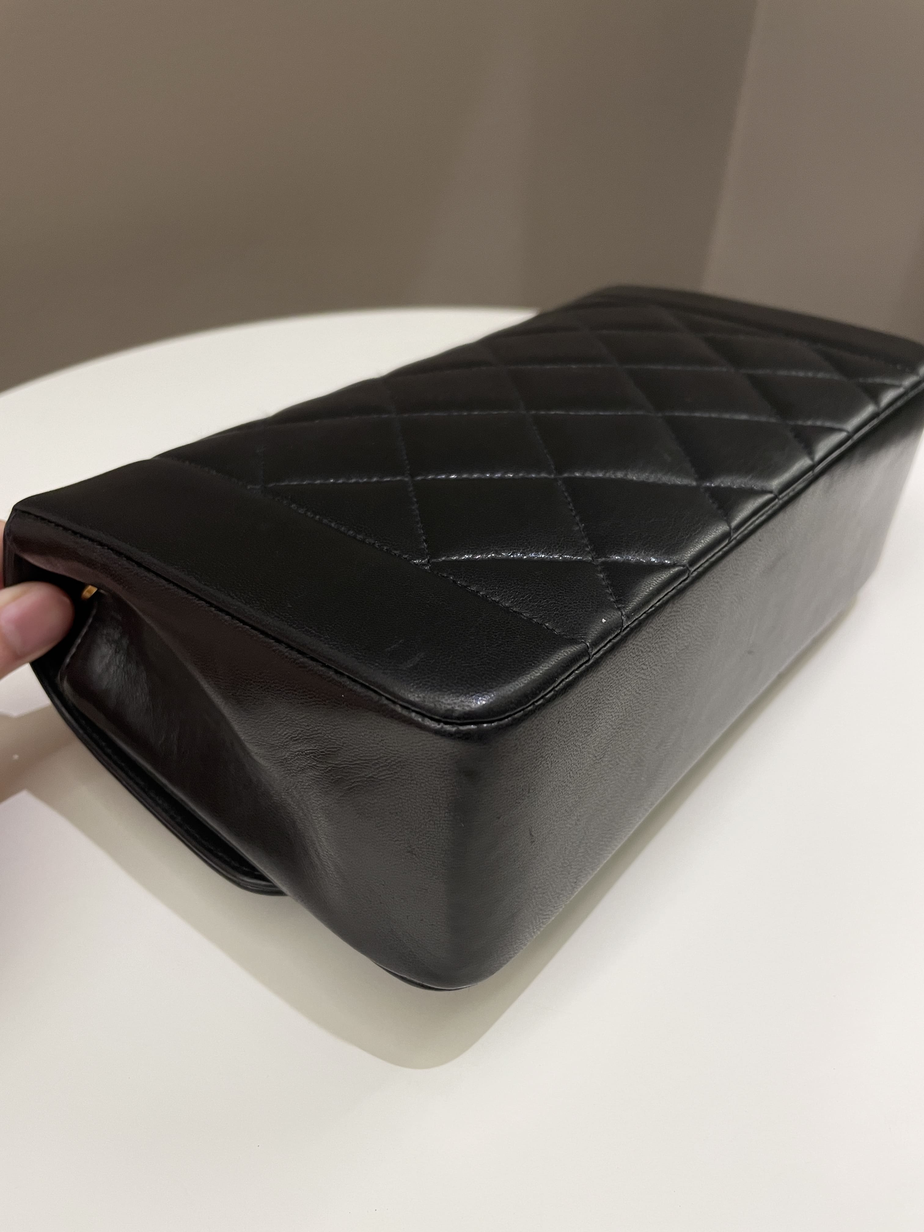 Chanel Vintage Quilted Diana Flap Bag Black Lambskin